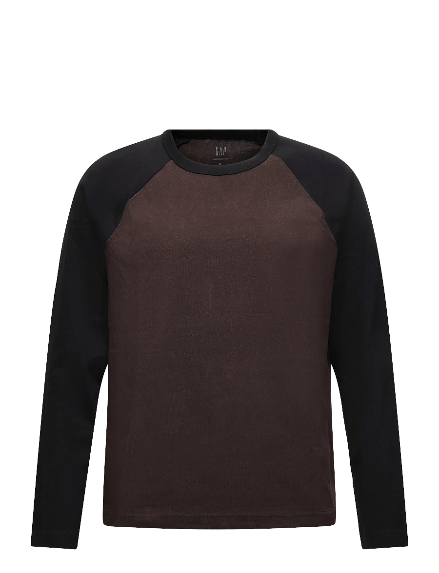 GAP - Long-Sleeved Heavy Relaxed T-Shirt from the GAP collection - langærmede t-shirts - warm dark brown - 1