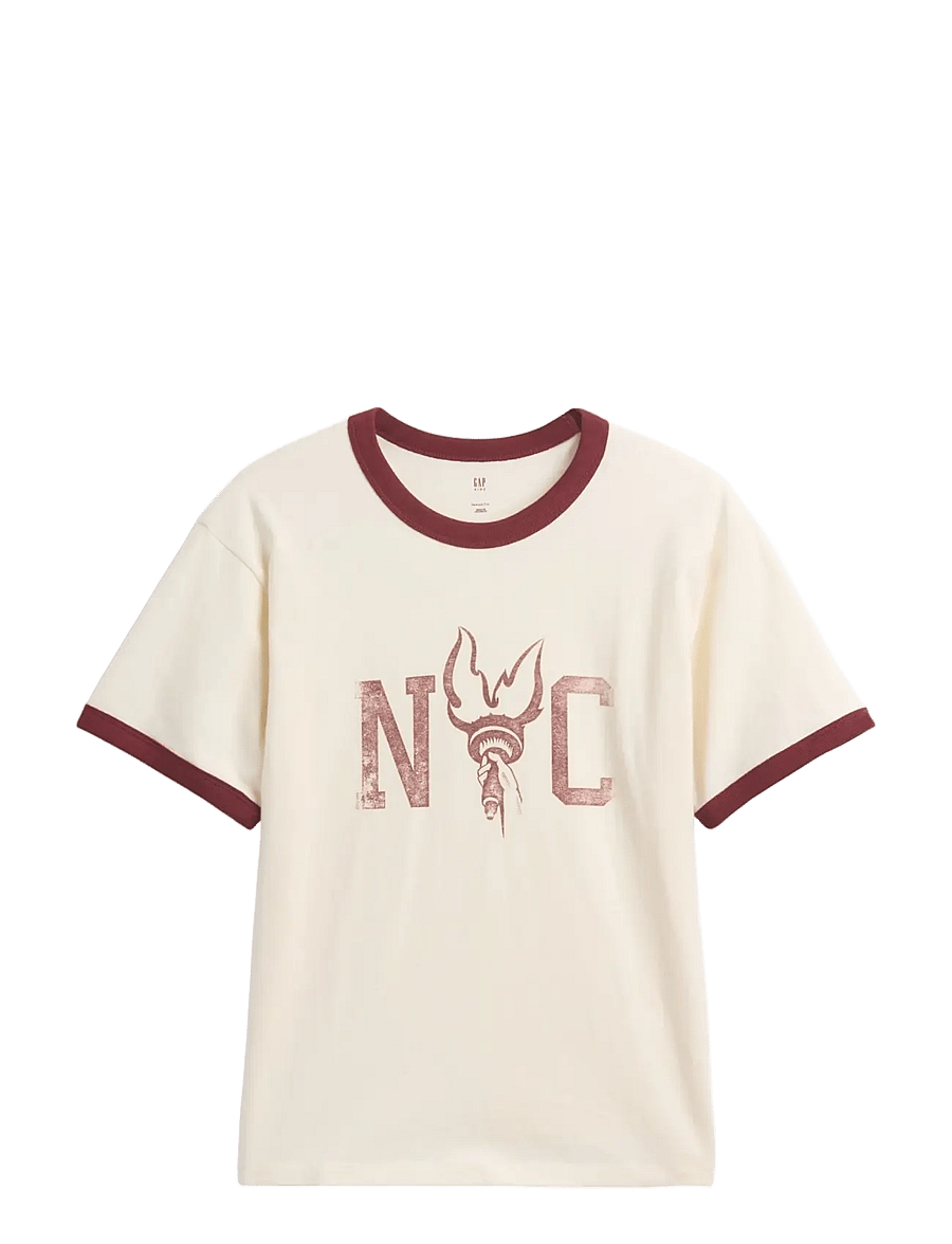 GAP - Kids Relaxed New York Graphic Ringer T-Shirt - kurzärmelige - ivory frost - 0