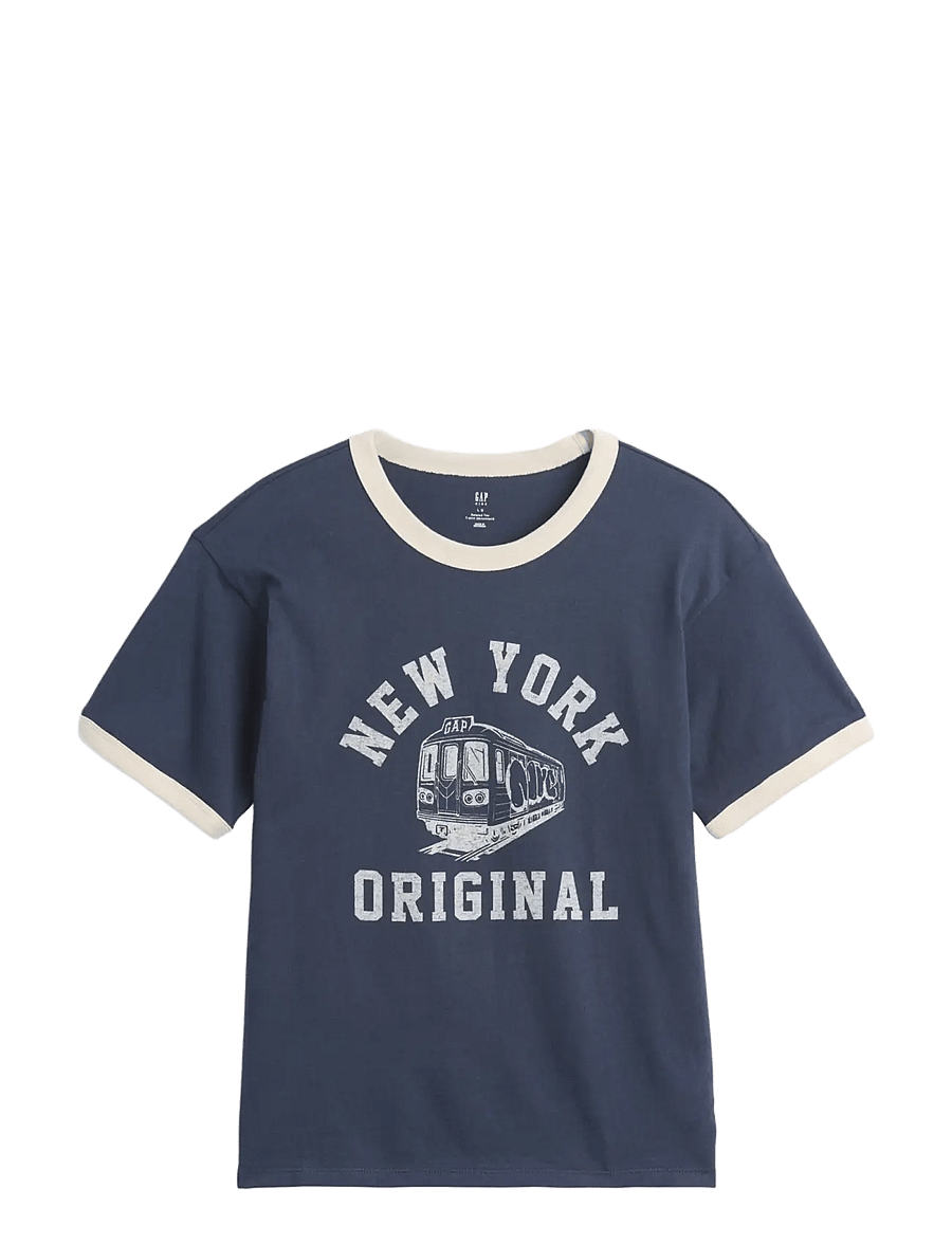 GAP - Kids Relaxed New York Graphic Ringer T-Shirt - kurzärmelige - vintage navy - 1