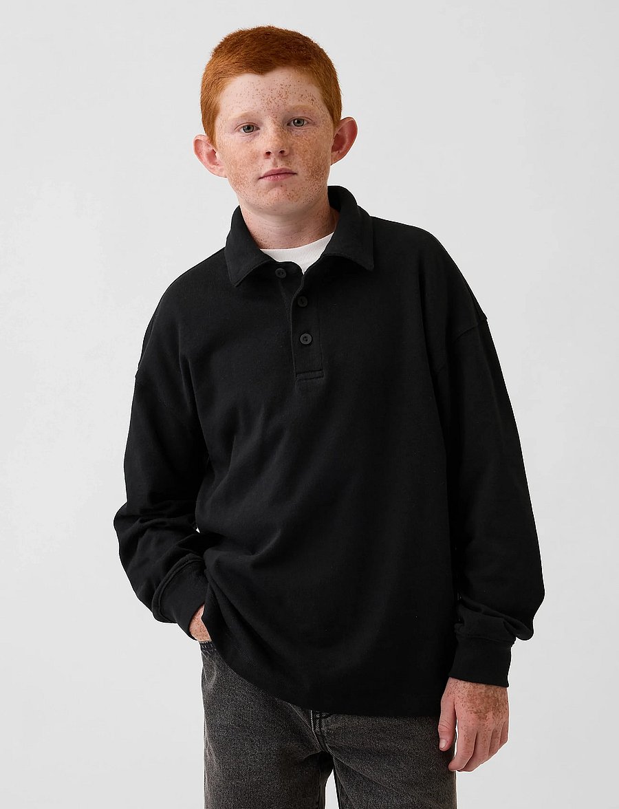GAP - Relaxed Polo Top from the GAP collection - pikkade varrukatega polod - black 1 - 0