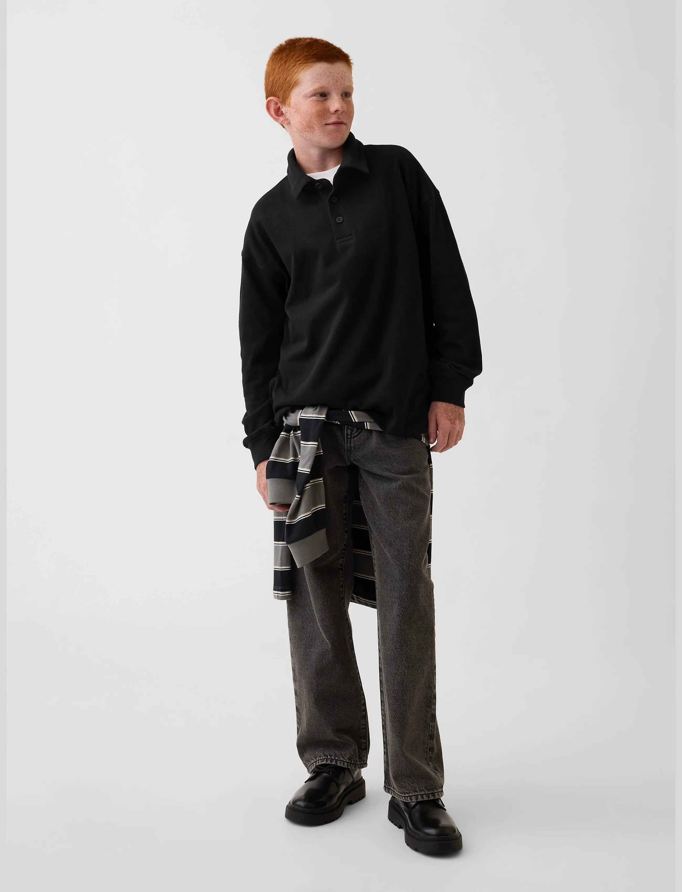 GAP - Relaxed Polo Top from the GAP collection - pikkade varrukatega polod - black 1 - 3