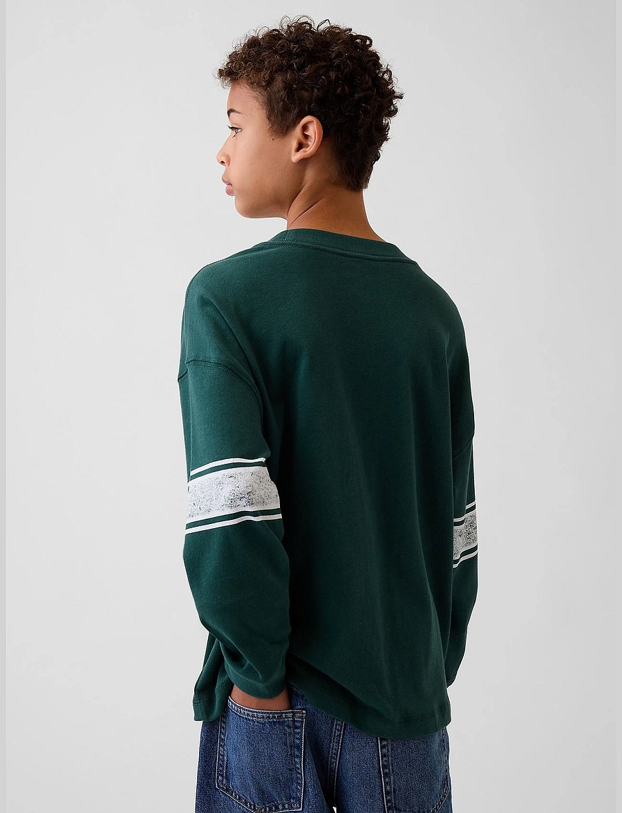 GAP - Kids Heavyweight Oversized Graphic T-Shirt - langärmelig - deep hunter 505 - 2