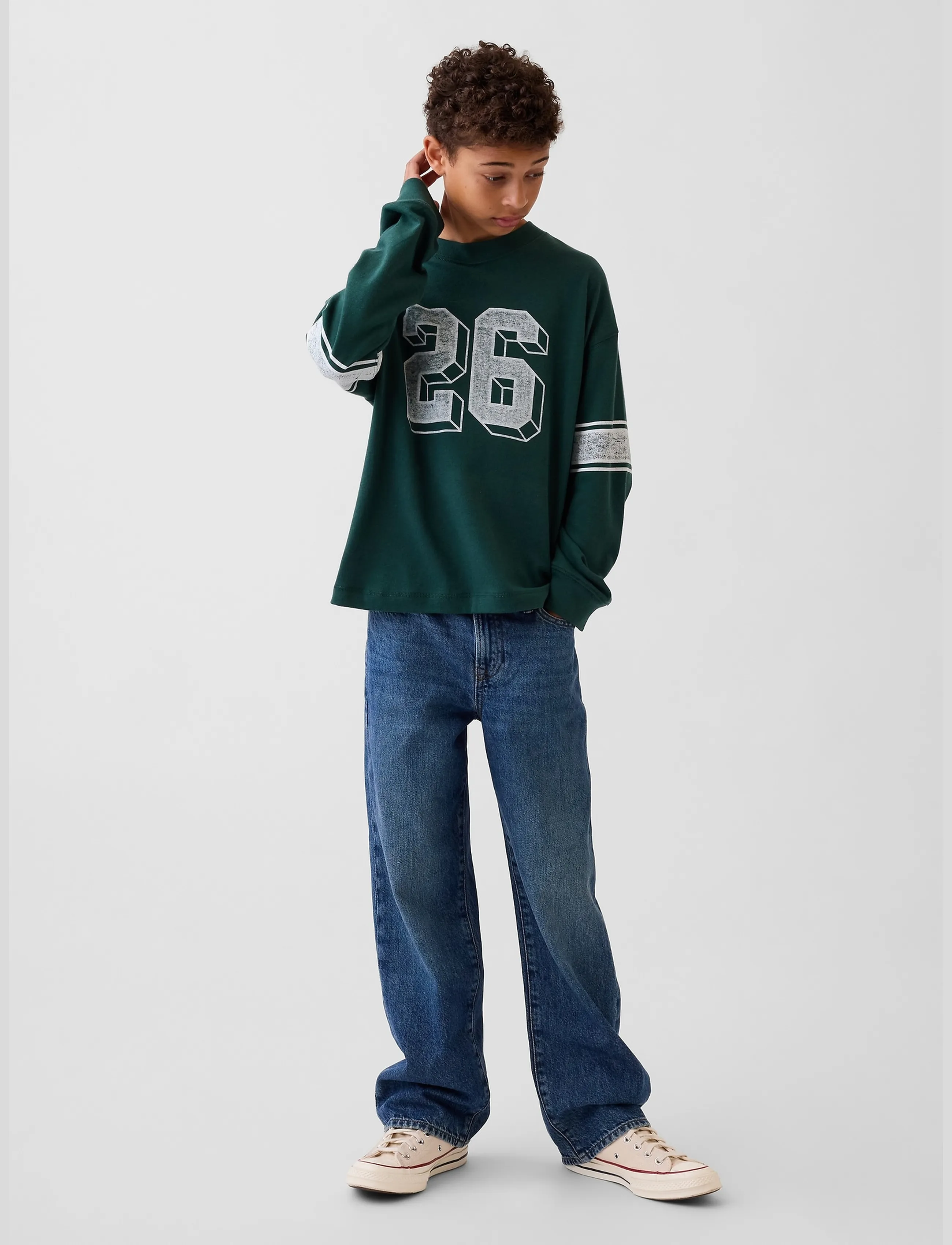 GAP - Kids Heavyweight Oversized Graphic T-Shirt - langärmelig - deep hunter 505 - 3