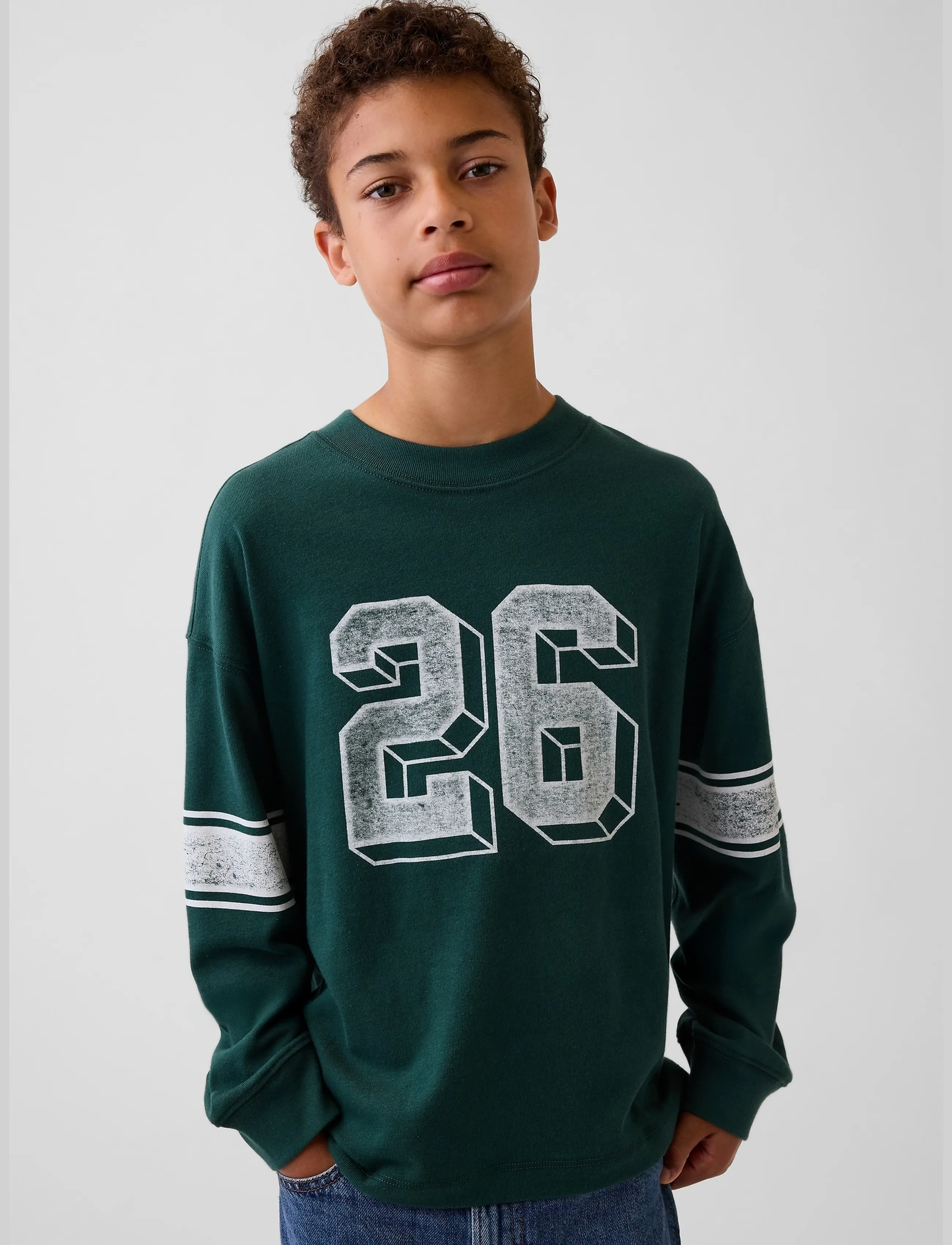 GAP - Kids Heavyweight Oversized Graphic T-Shirt - langärmelig - deep hunter 505 - 4