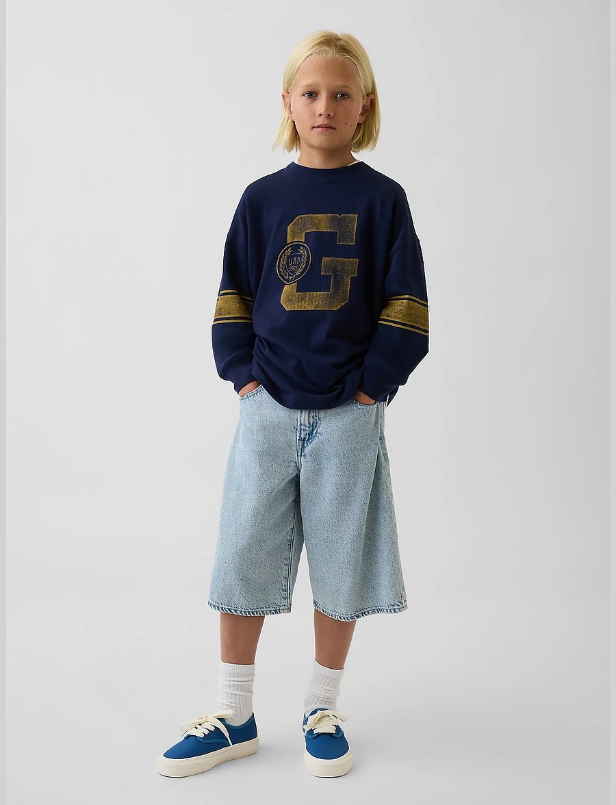 GAP - Kids Heavyweight Oversized Graphic T-Shirt - langärmelig - navy uniform - 0