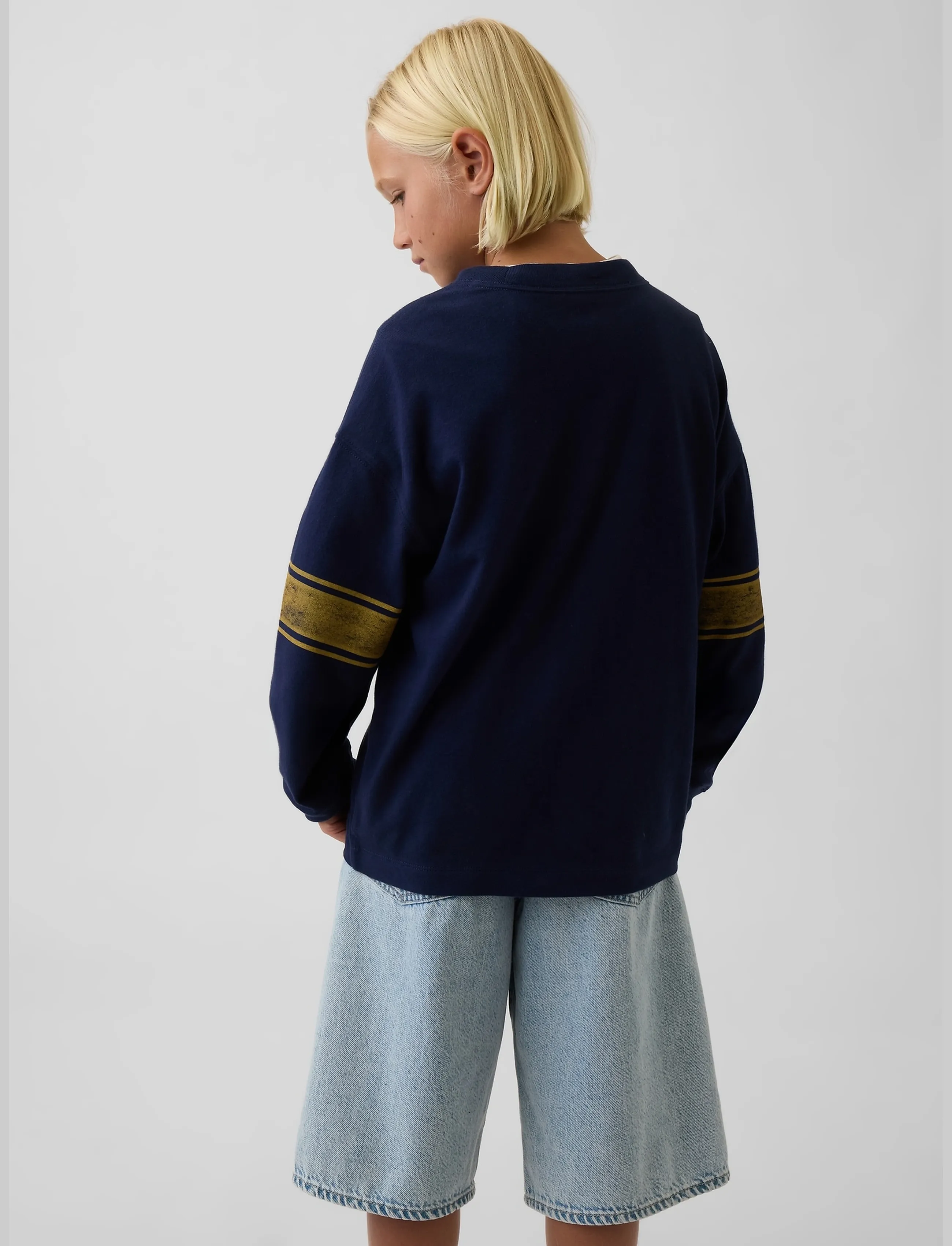 GAP - Kids Heavyweight Oversized Graphic T-Shirt - langärmelig - navy uniform - 3