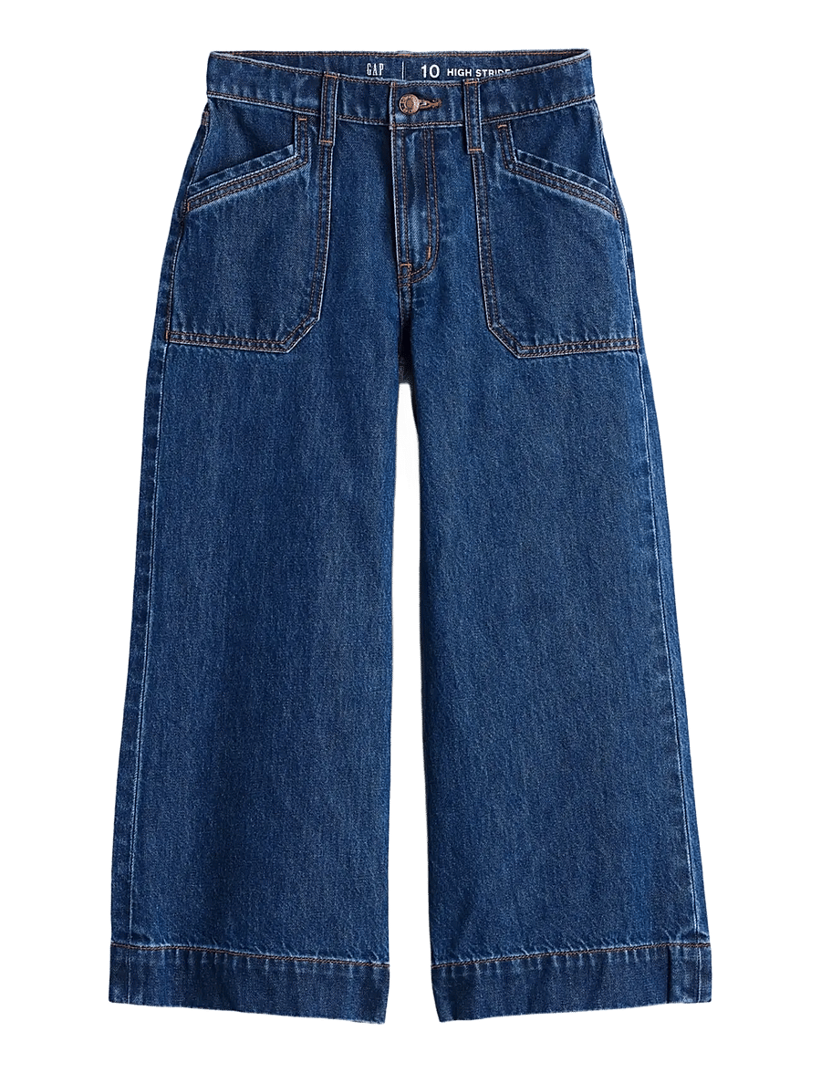 GAP - Kids High Rise Stride Wide-Leg Ankle Jeans - hosen mit weitem bein - dark wash - 1