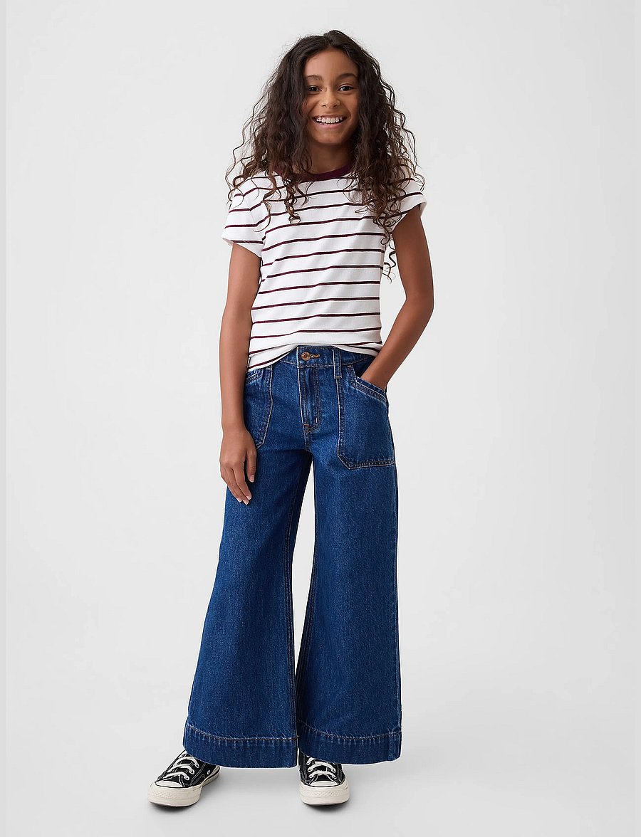 GAP - Kids High Rise Stride Wide-Leg Ankle Jeans - hosen mit weitem bein - dark wash - 0