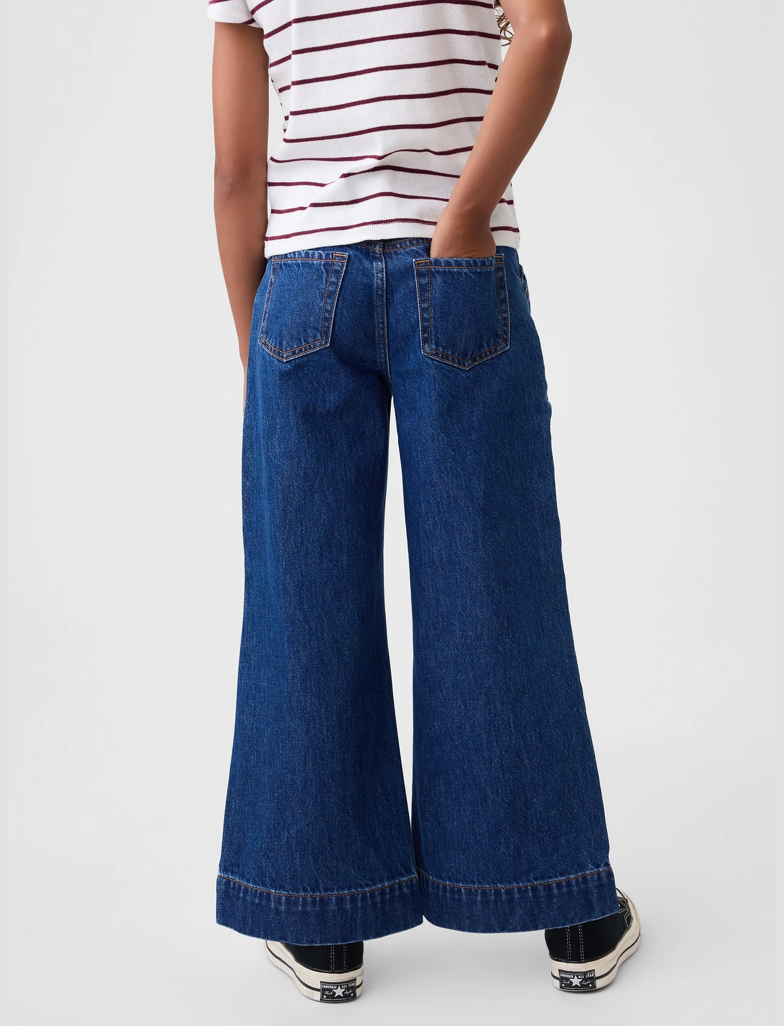 GAP - Kids High Rise Stride Wide-Leg Ankle Jeans - hosen mit weitem bein - dark wash - 3
