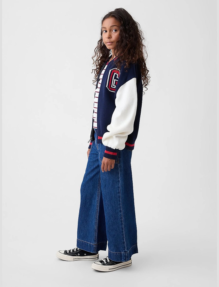 GAP - Kids High Rise Stride Wide-Leg Ankle Jeans - hosen mit weitem bein - dark wash - 4