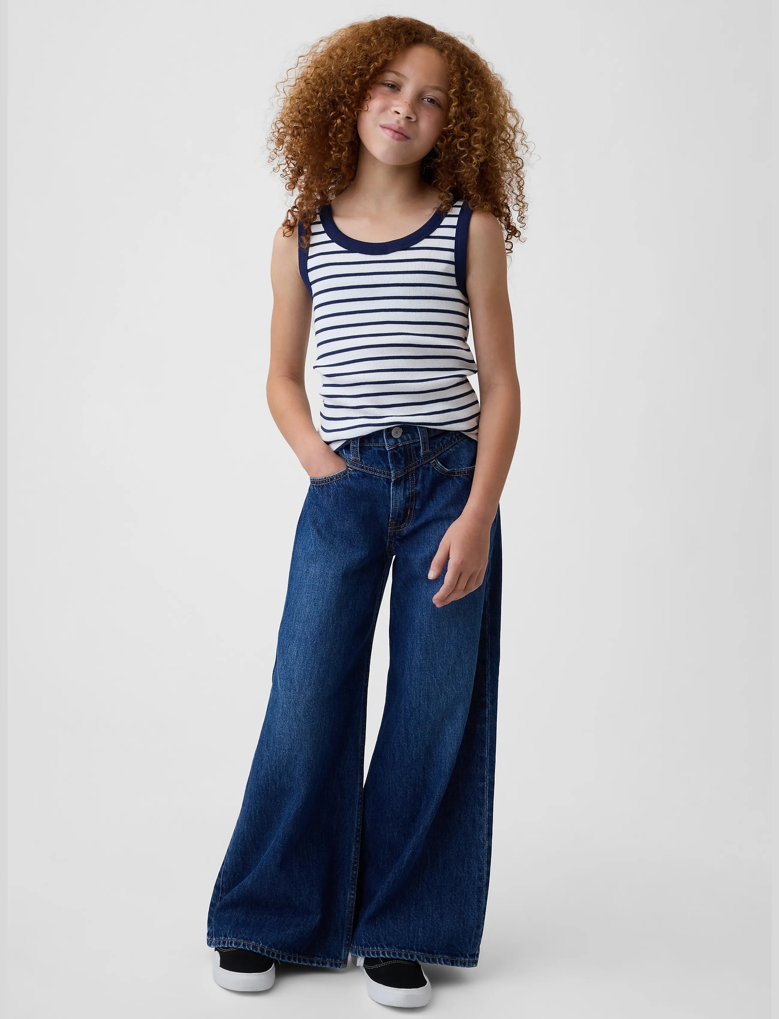 GAP Kids Low Rise Front Yoke Baggy Jeans - Loose jeans - DARK WASH / blue