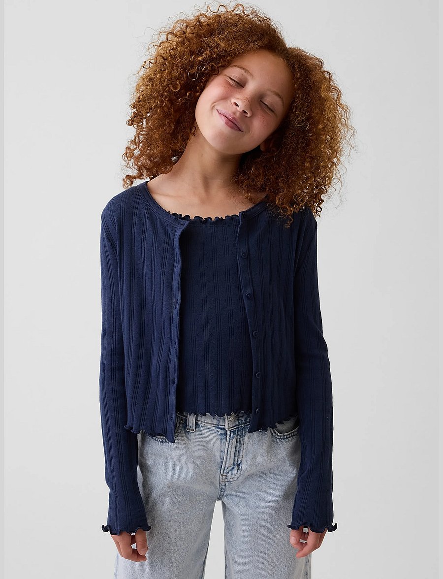 GAP - Kids Pointelle Rib Cardigan from the GAP collection - langärmelig - vintage navy - 0