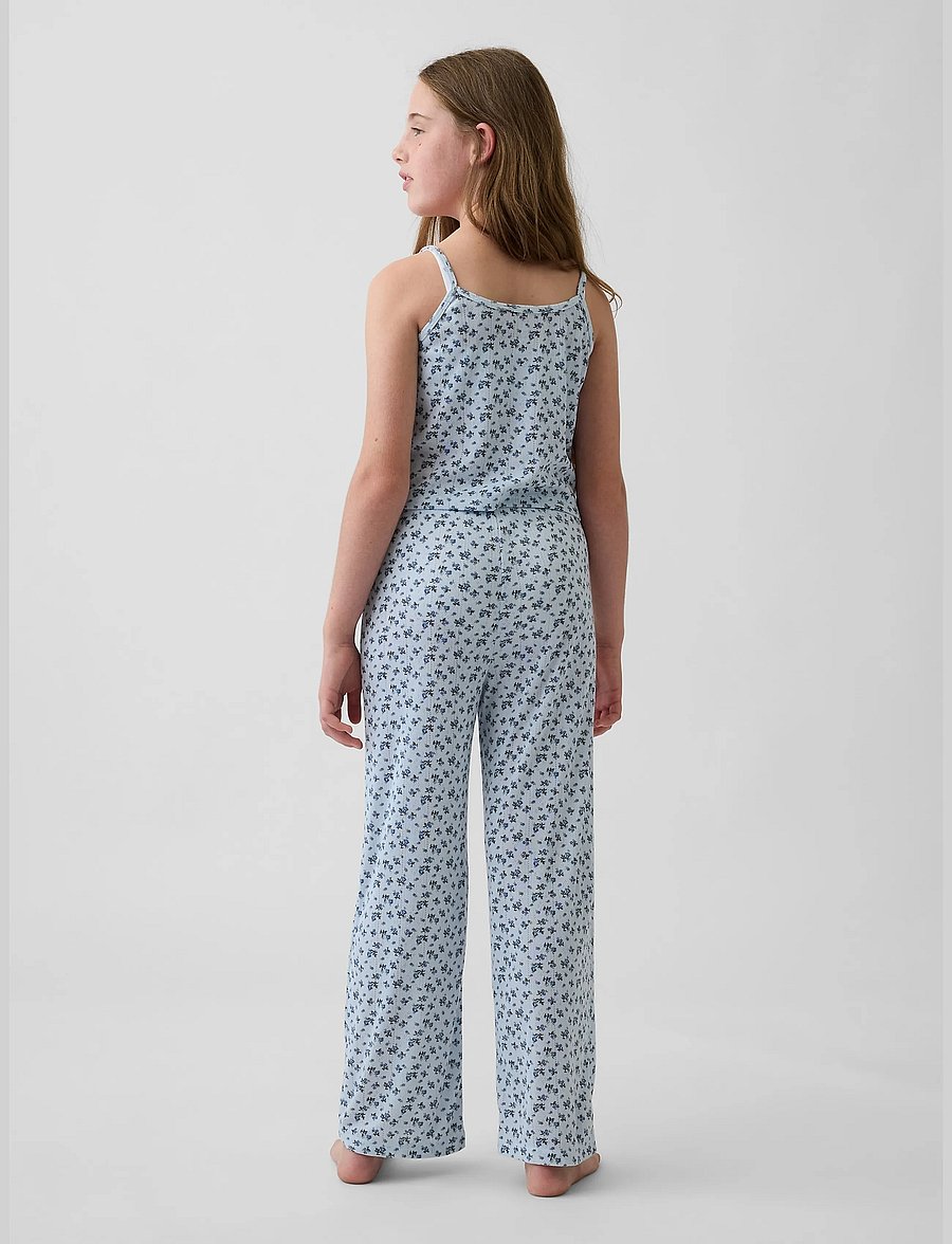 GAP - Kids Recycled Pointelle Tank PJ Set - pyjama-sets - blue floral - 2
