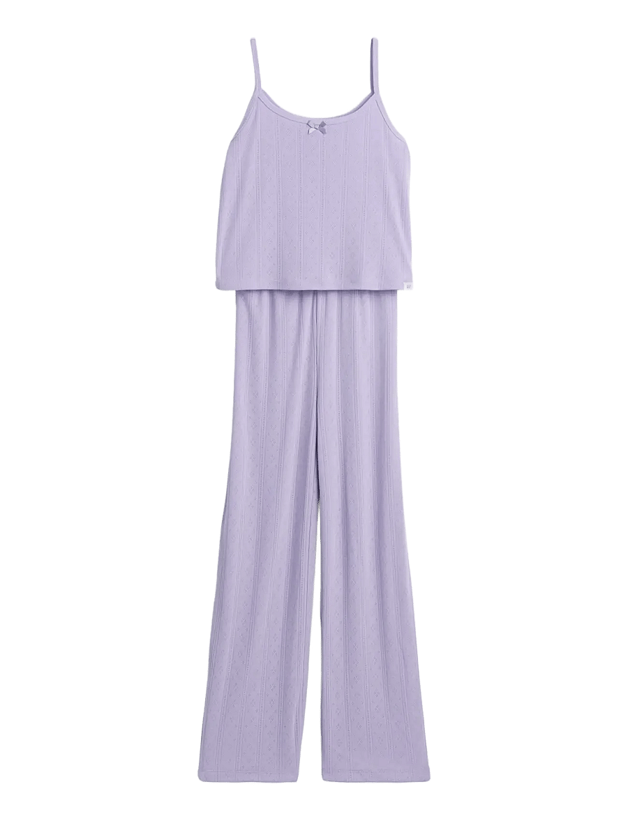 GAP - Kids Recycled Pointelle Tank PJ Set - pyjama-sets - purple orchid - 1