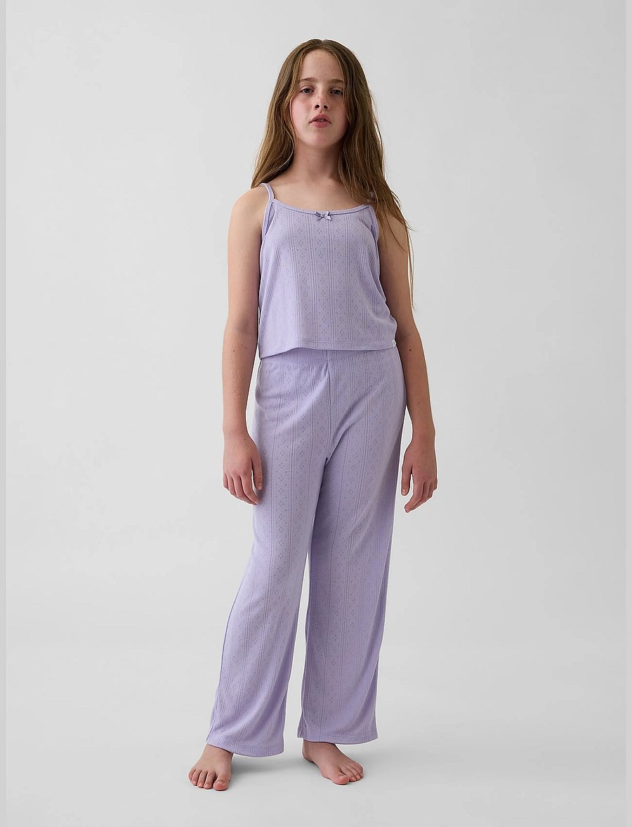 GAP - Kids Recycled Pointelle Tank PJ Set - pyjama-sets - purple orchid - 0