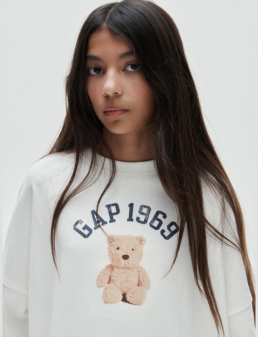 GAP - Kids Heavyweight Oversized T-Shirt from the GAP collection - långärmade t-shirts - new off white - 3