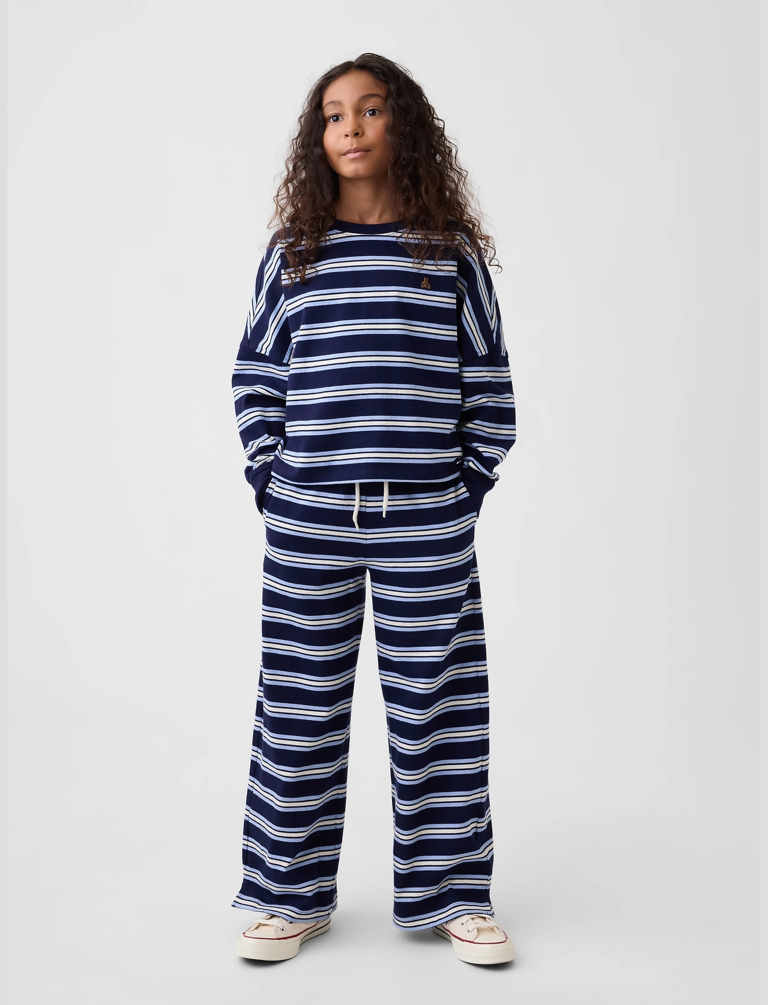 GAP Kids Heavyweight Wide-Leg Pants From The Gap Collection, 164/176, Unterteile, Marineblau - Sweatpants, Kinder