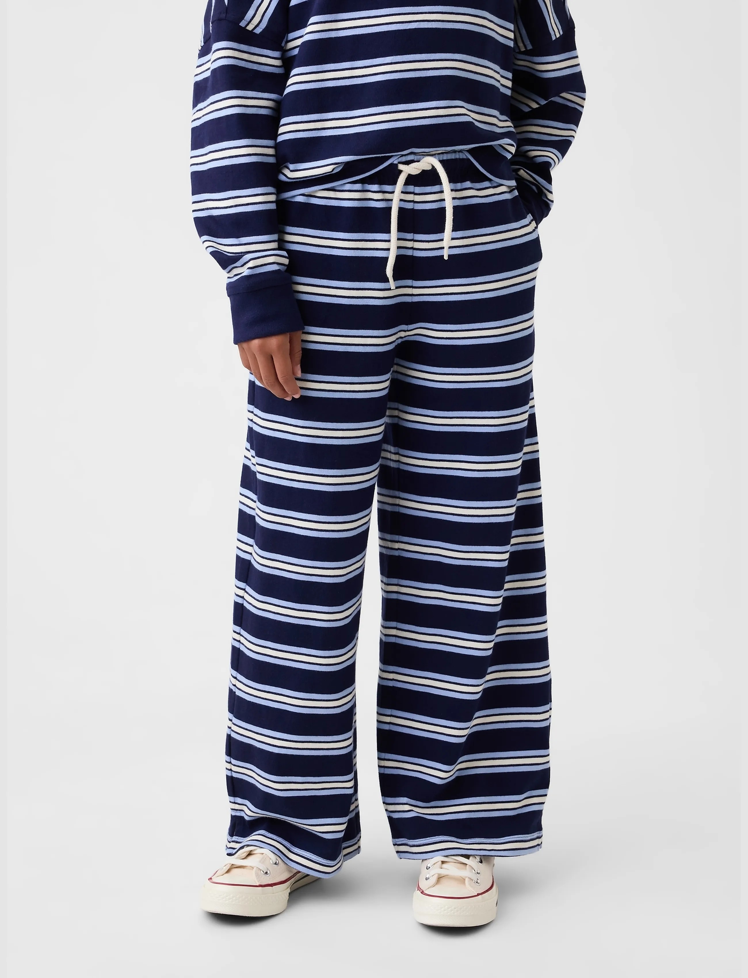 GAP - Kids Heavyweight Wide-Leg Pants from the GAP collection - sweatpants - navy stripe - 2
