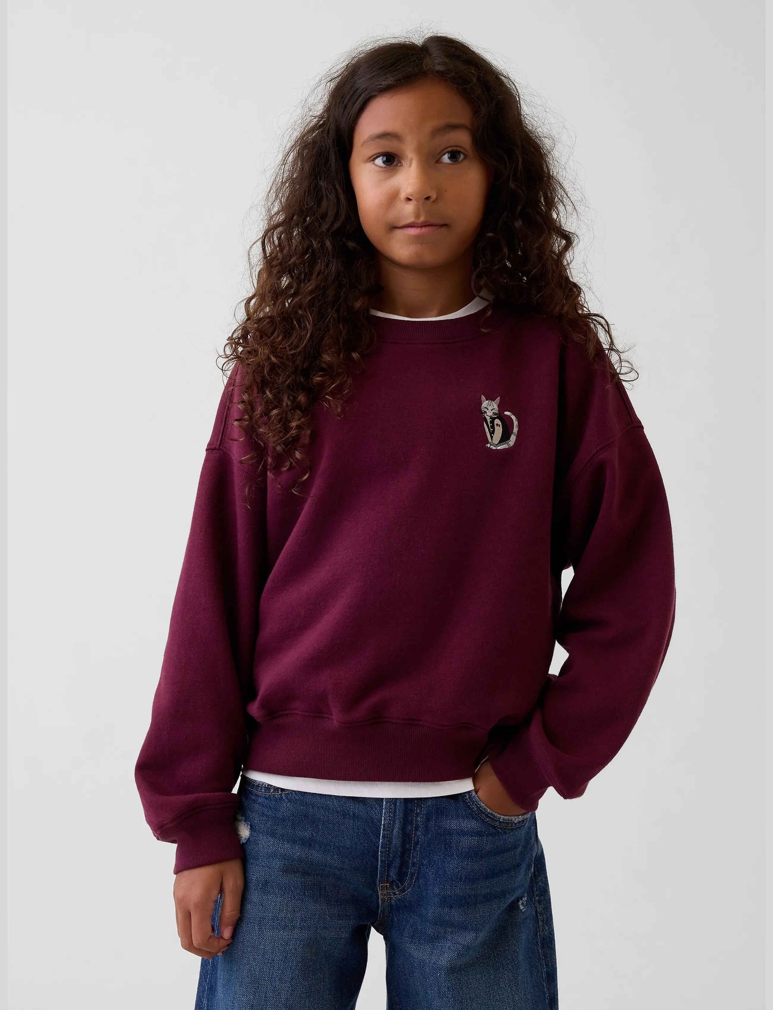 GAP Kids Vintagesoft Wedge Sweatshirt From The Gap Collection, 104/110, Sweatshirts & Hoodies, Burgunderrot - Sweatshirts, Kinder