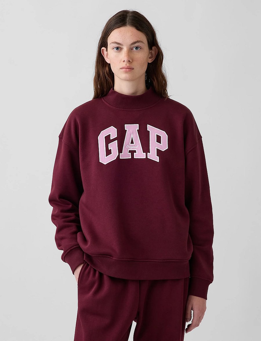 GAP - VintageSoft Oversized Mockneck Logo Sweatshirt - igapäevane stiil - burgundy 185 - 2