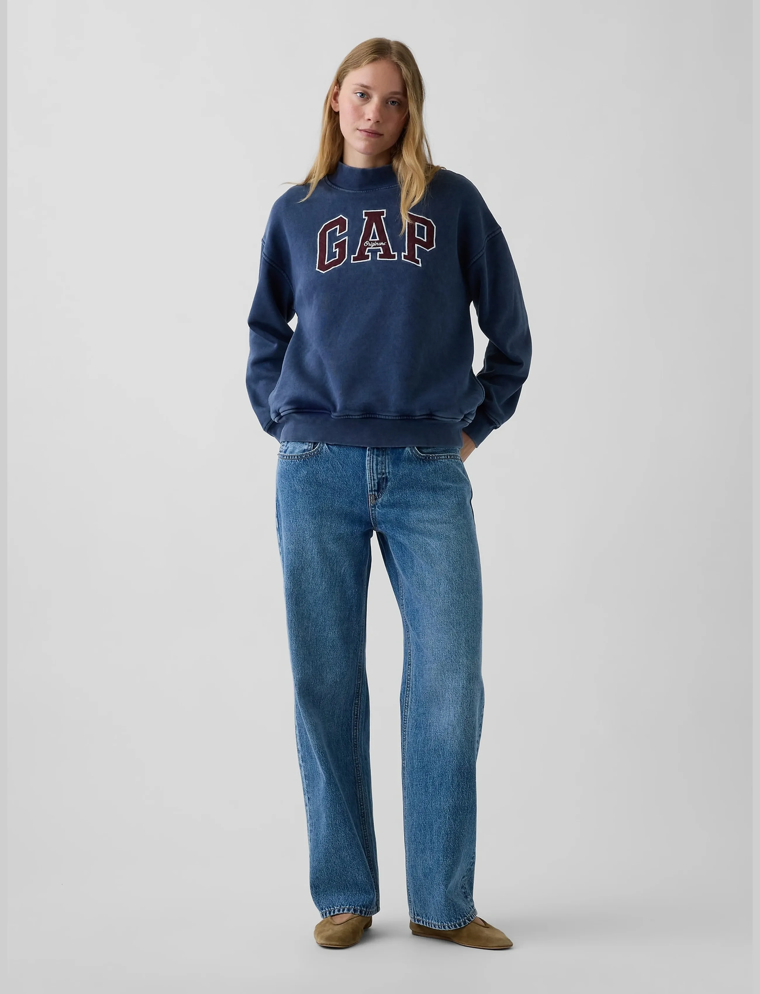 GAP - VintageSoft Oversized Mockneck Logo Sweatshirt - sügisene kokkuhoid - navy081 - 0