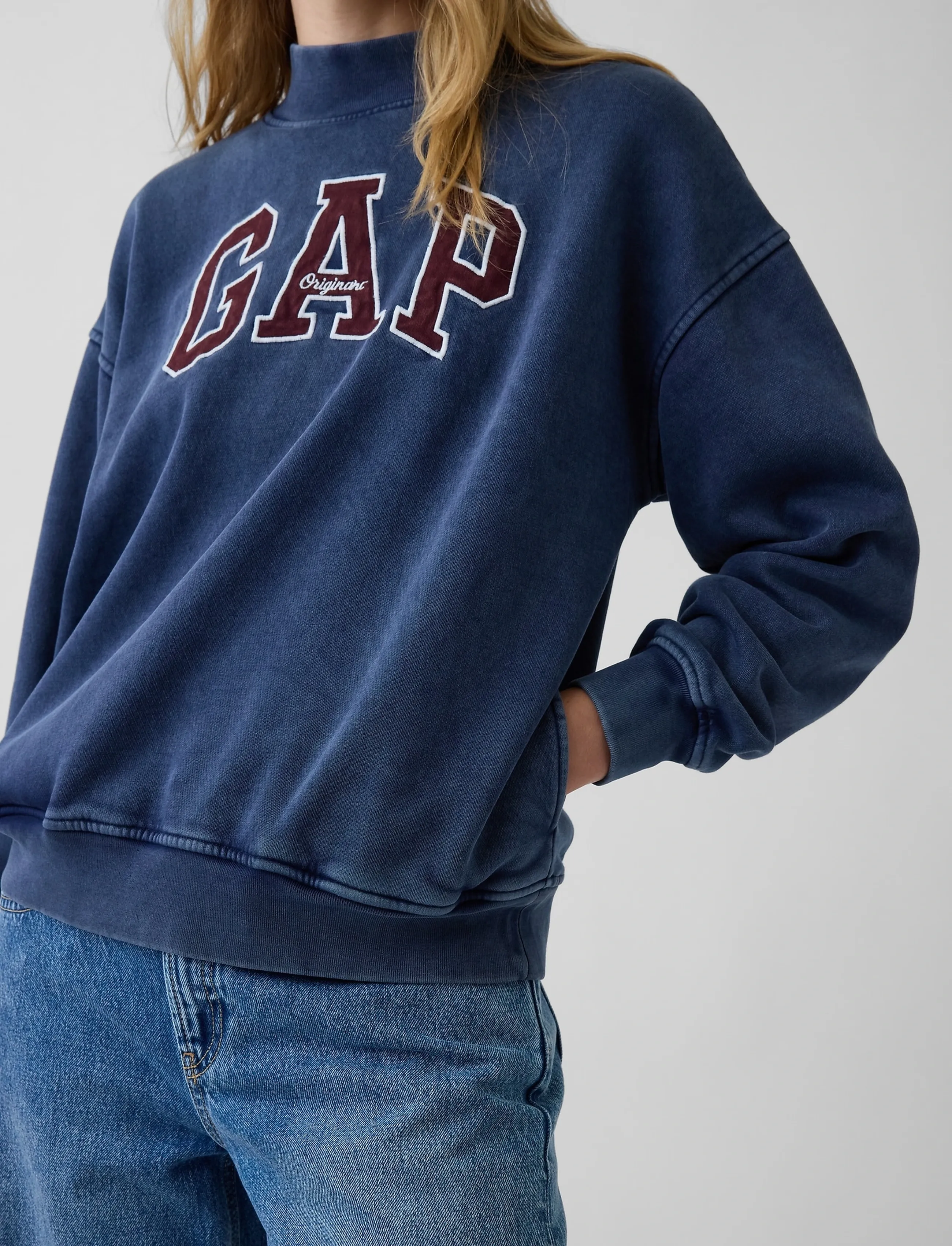 GAP - VintageSoft Oversized Mockneck Logo Sweatshirt - sügisene kokkuhoid - navy081 - 2