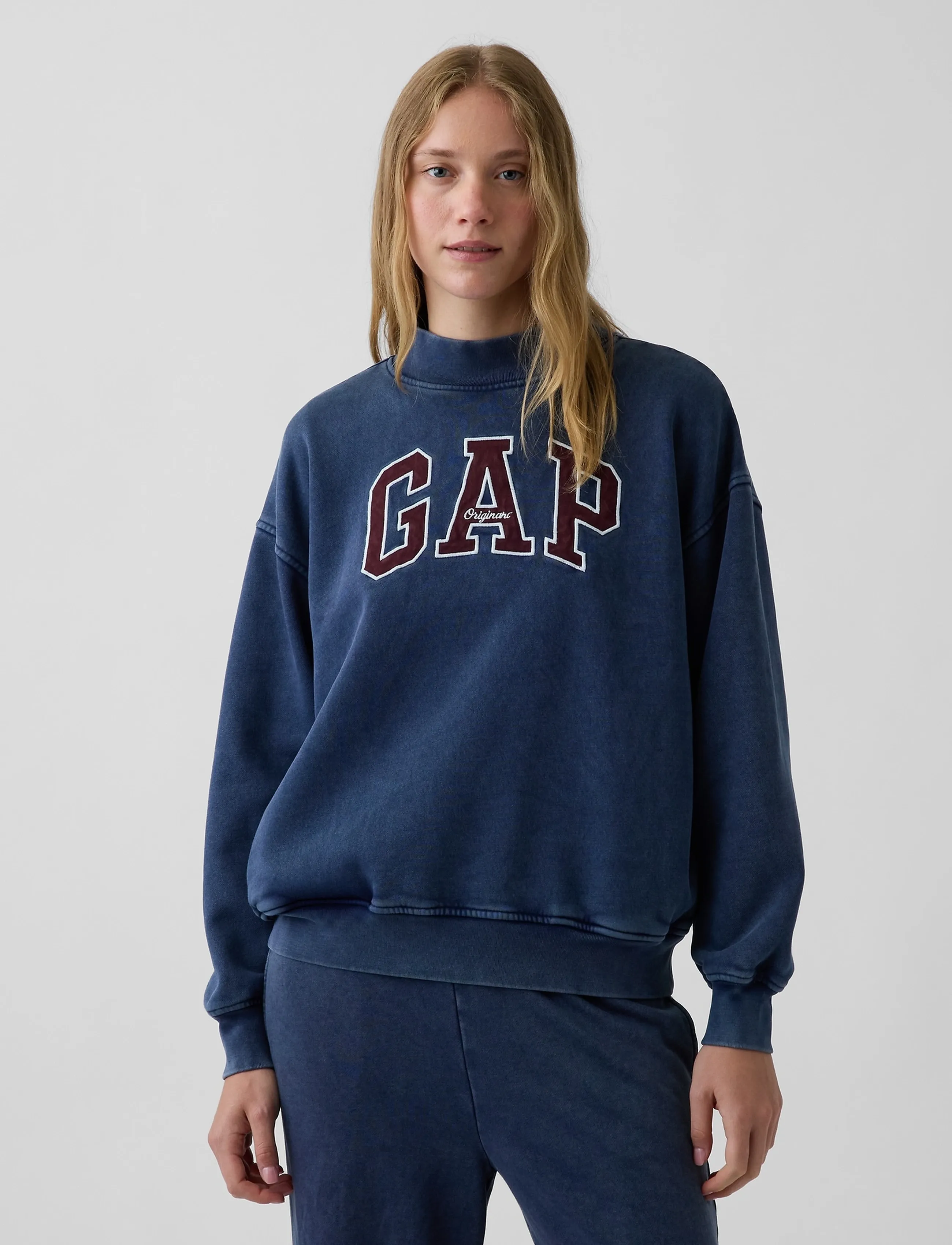 GAP - VintageSoft Oversized Mockneck Logo Sweatshirt - sügisene kokkuhoid - navy081 - 5