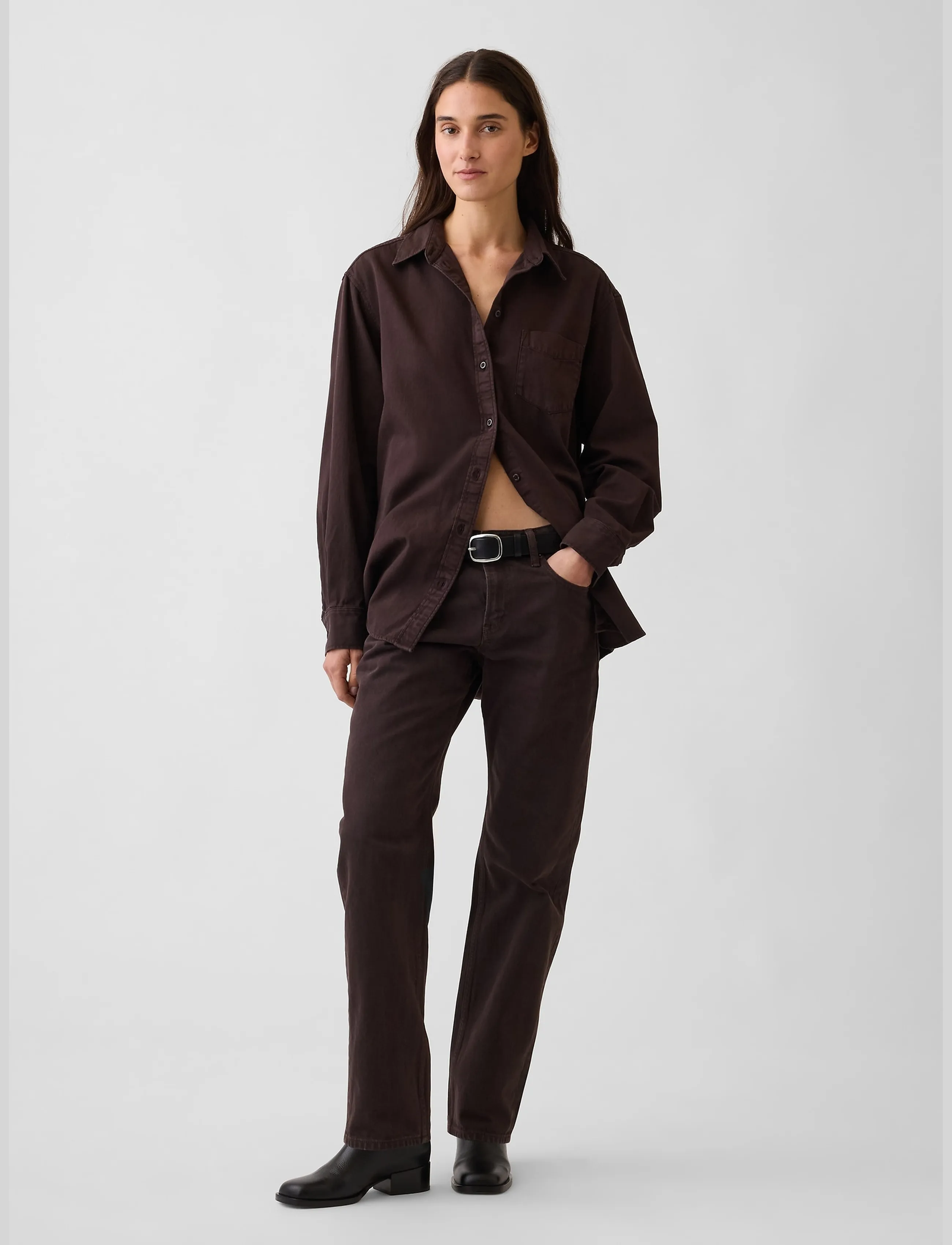 GAP Mid Rise Straight Taper Jeans - Jeans - TERRA BROWN V2 / brown