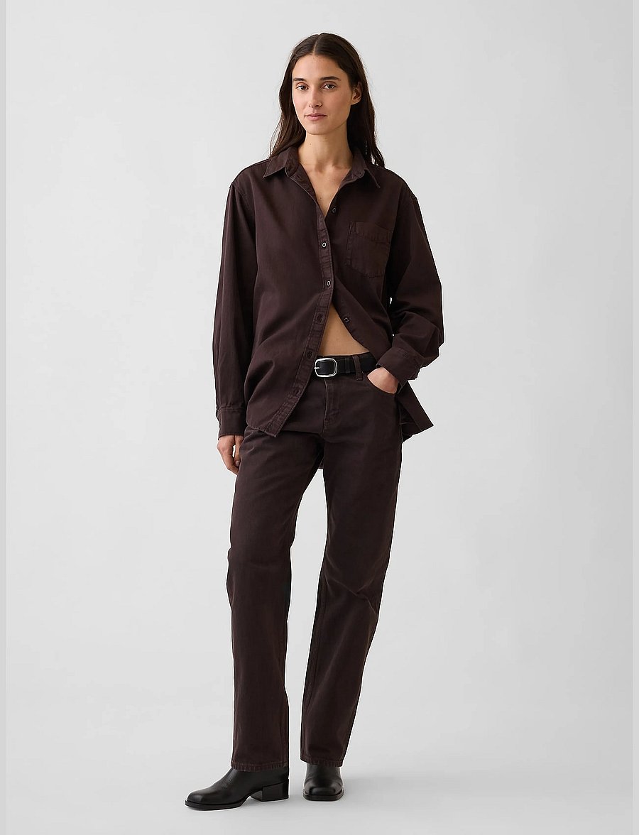 GAP - Mid Rise Straight Taper Jeans - terra brown v2 - 0