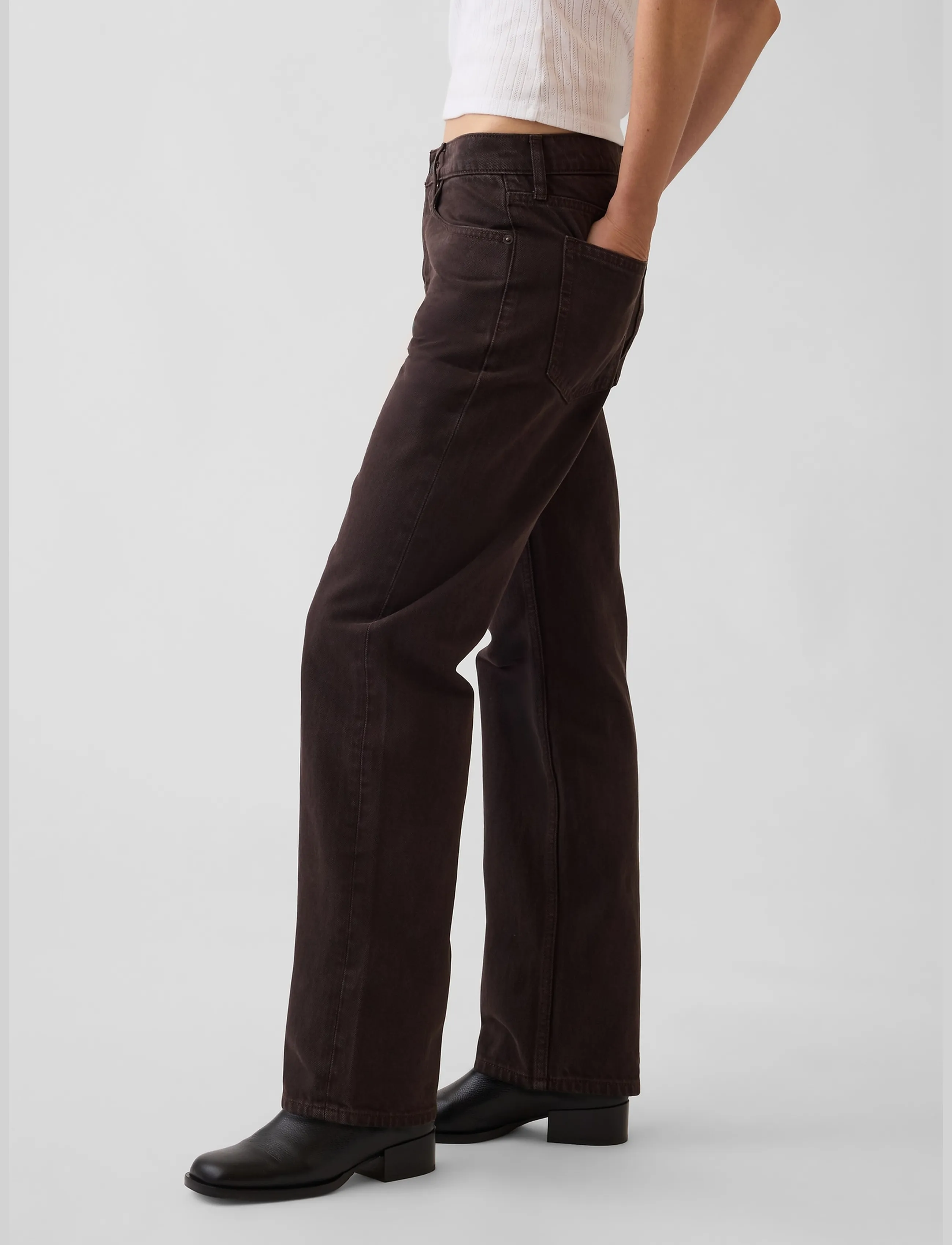 GAP - Mid Rise Straight Taper Jeans - terra brown v2 - 3