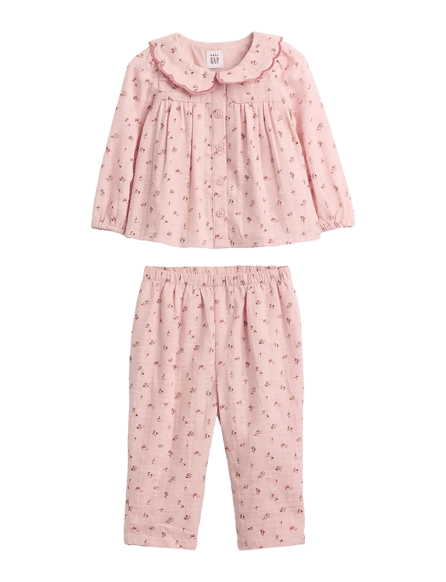 GAP - Baby Woven Top And Pants Set - komplektid pikkade varrukatega t-särgiga - pink floral - 0
