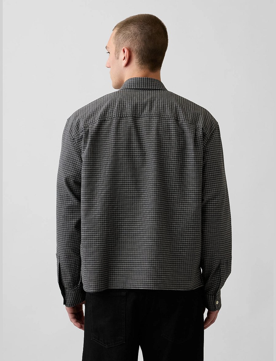 GAP - Relaxed Crop Straight-Hem Oxford Shirt - oxford skjorter - blue grey plaid - 3