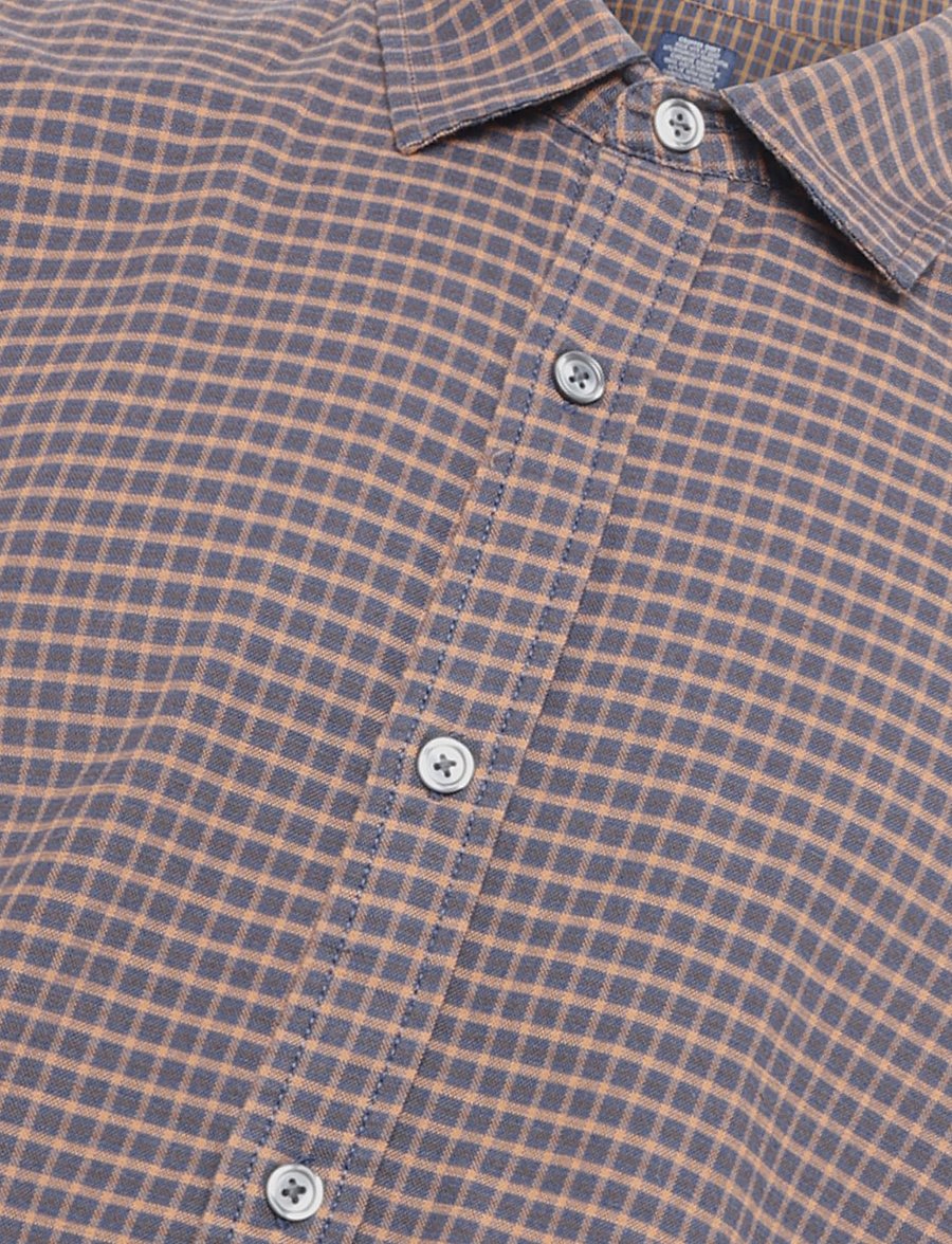 GAP - Relaxed Crop Straight-Hem Oxford Shirt - oxford skjorter - brown navy plaid - 5