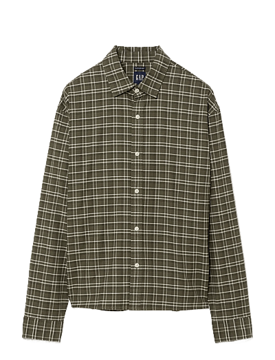 Relaxed Crop Straight-Hem Oxford Shirt - Oxford Skjorter