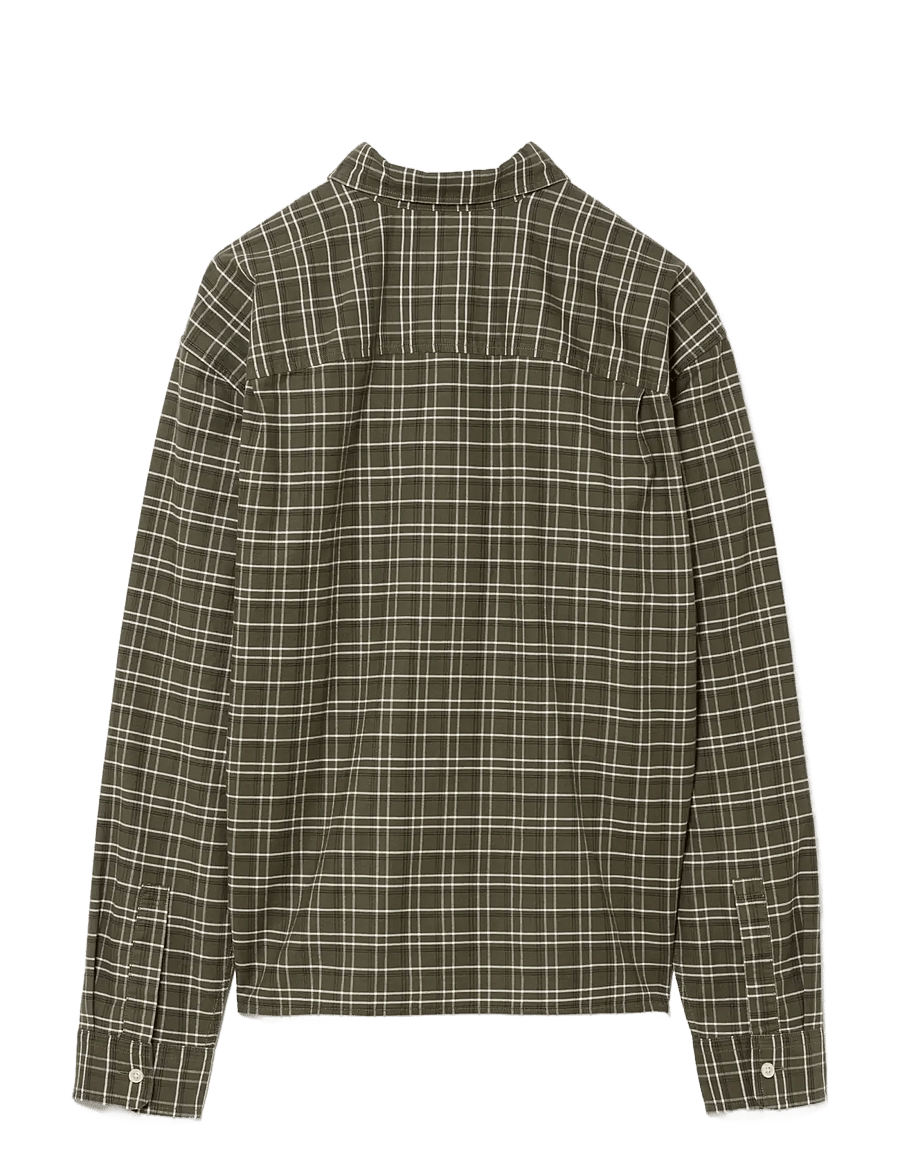 GAP - Relaxed Crop Straight-Hem Oxford Shirt - oxford-hemden - olive plaid - 1