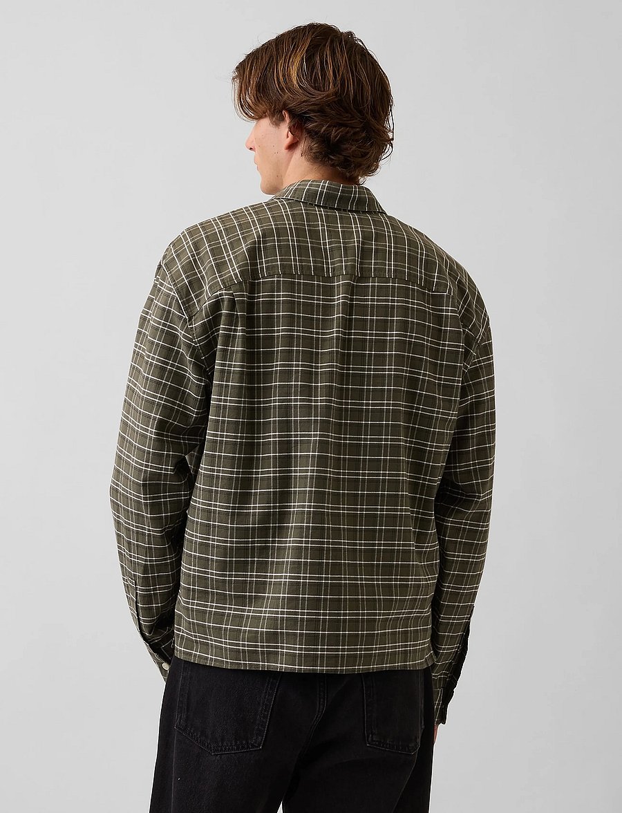 GAP - Relaxed Crop Straight-Hem Oxford Shirt - oxford-skjortor - olive plaid - 4