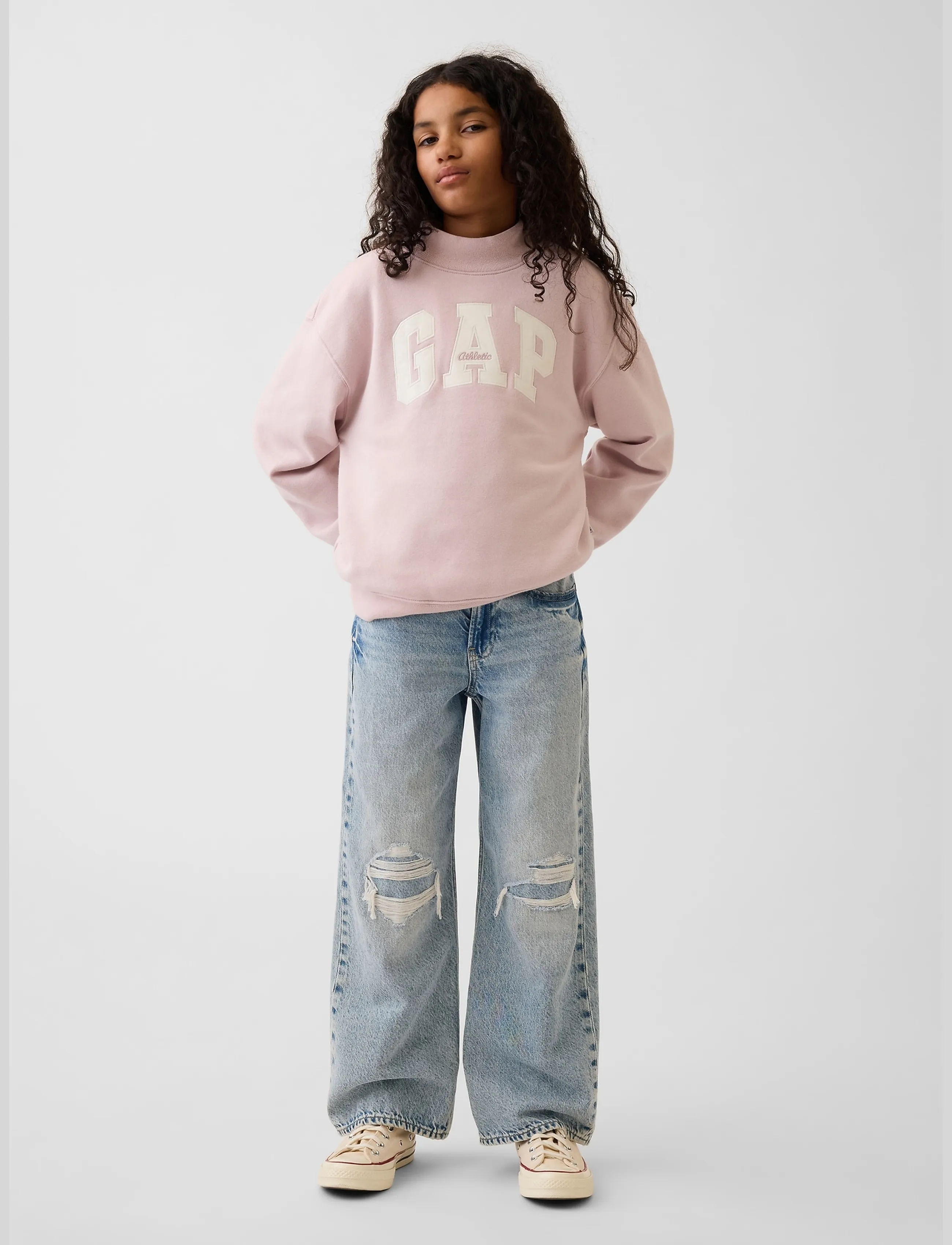 GAP - Kids VintageSoft Oversized Mockneck Logo Sweatshirt - primitive - 2