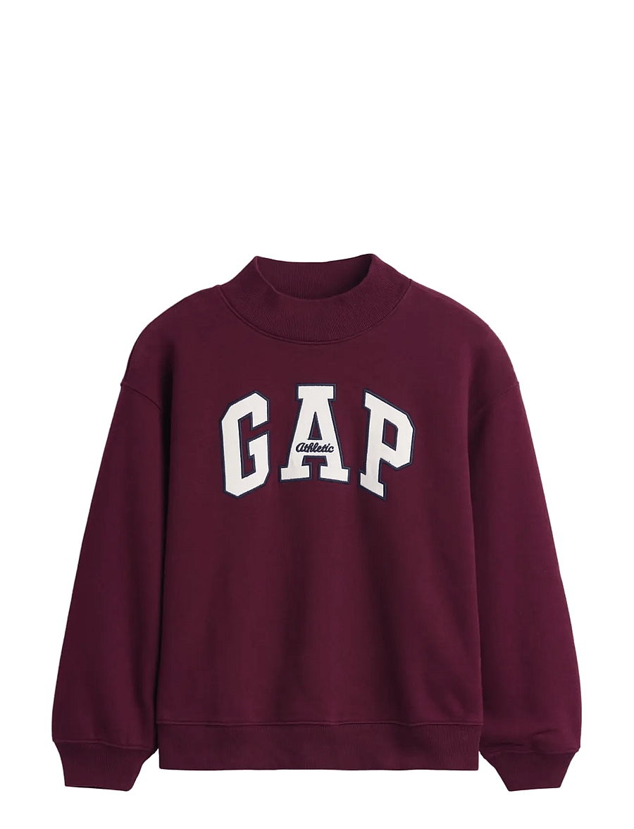 GAP - Kids VintageSoft Oversized Mockneck Logo Sweatshirt - tuscan red - 1