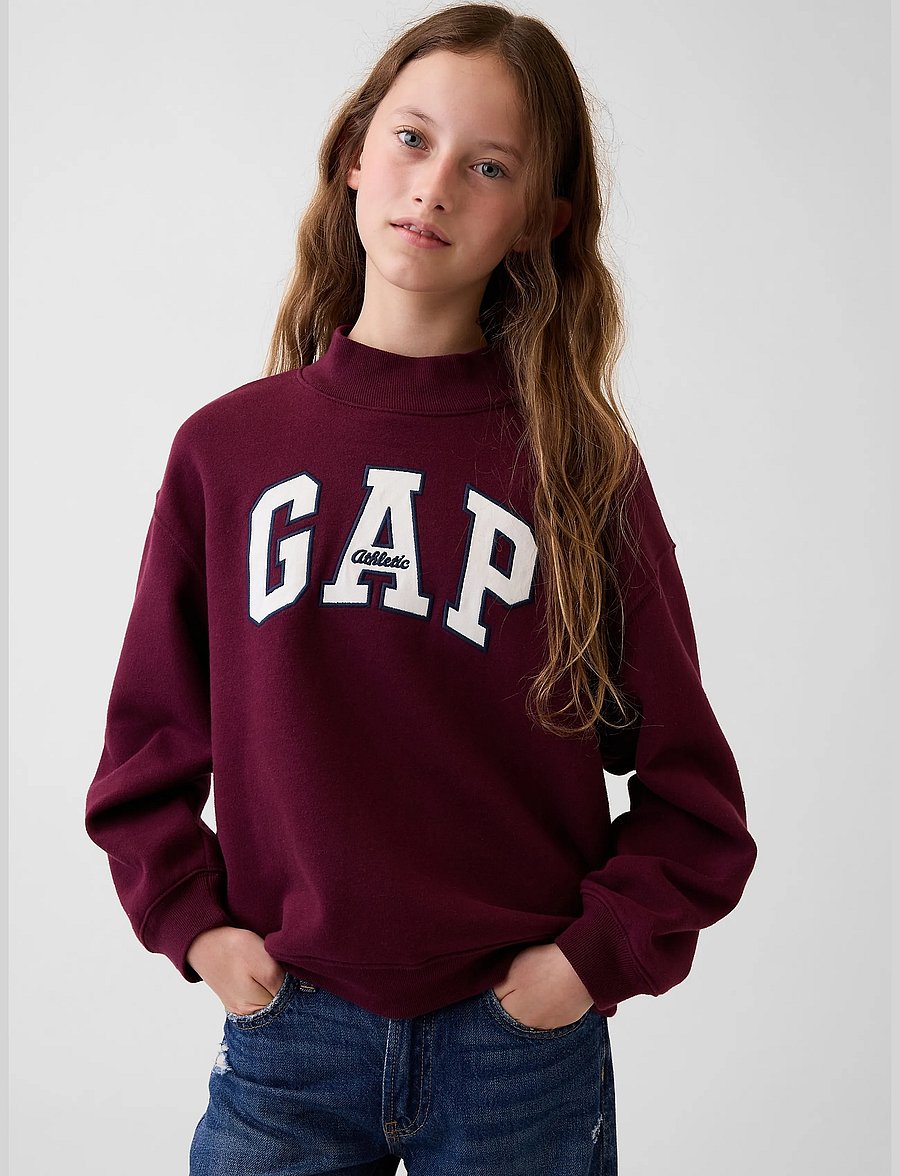 GAP - Kids VintageSoft Oversized Mockneck Logo Sweatshirt - tuscan red - 0