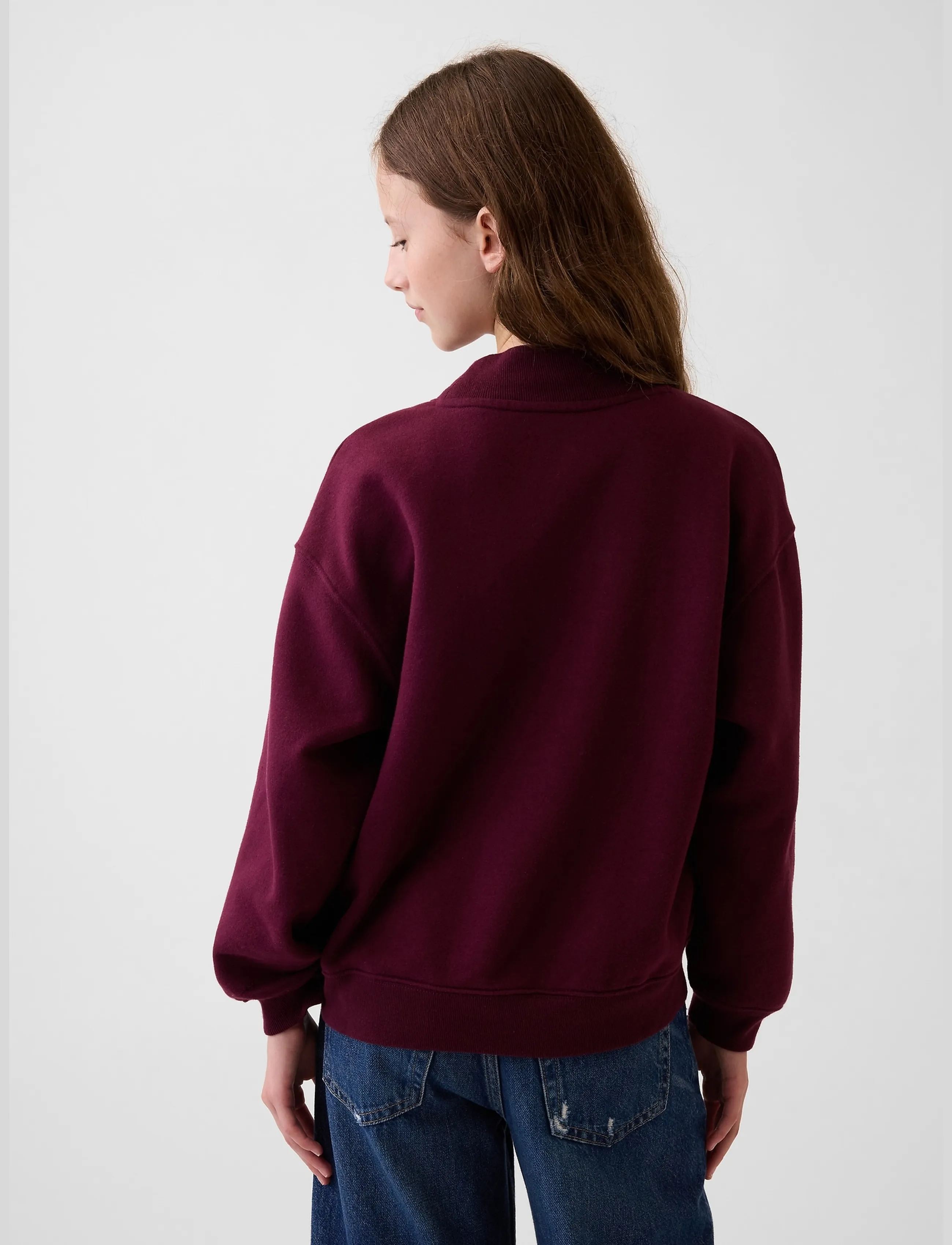 GAP - Kids VintageSoft Oversized Mockneck Logo Sweatshirt - tuscan red - 3