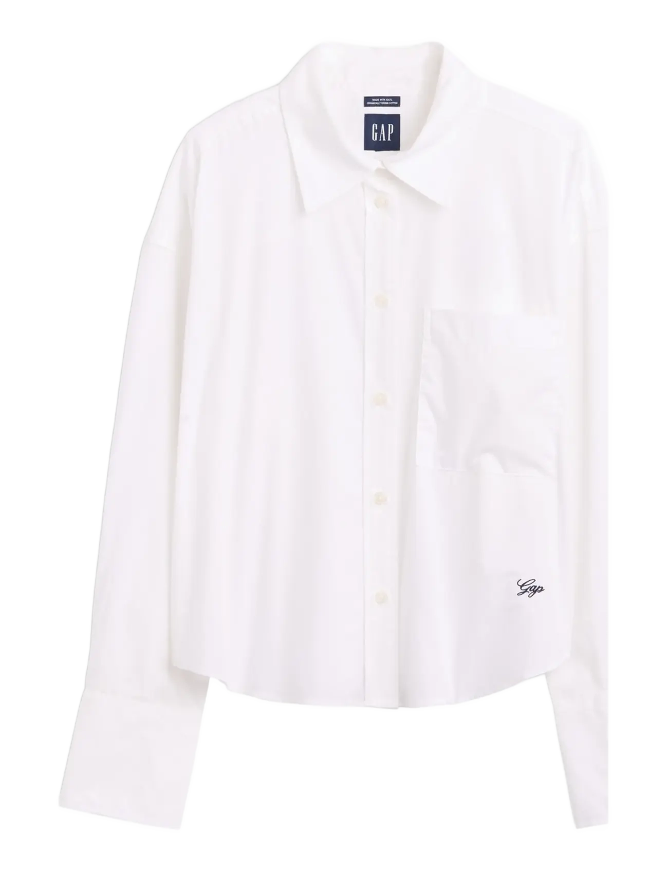 GAP Organic Cotton Poplin Oversized Crop Shirt - Kläder - GAP LOGO / white