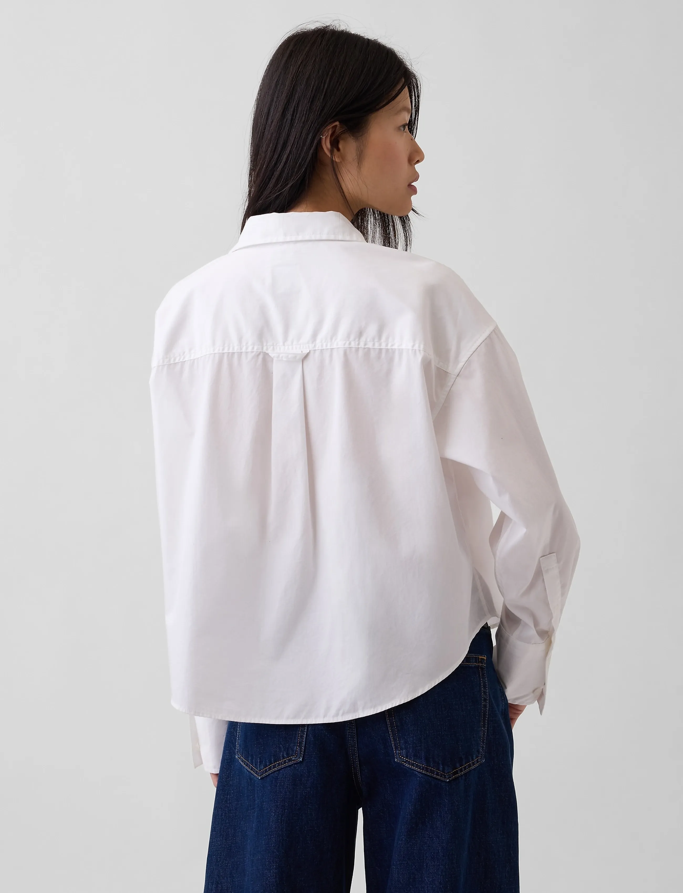 GAP - Organic Cotton Poplin Oversized Crop Shirt - long-sleeved shirts - gap logo - 3