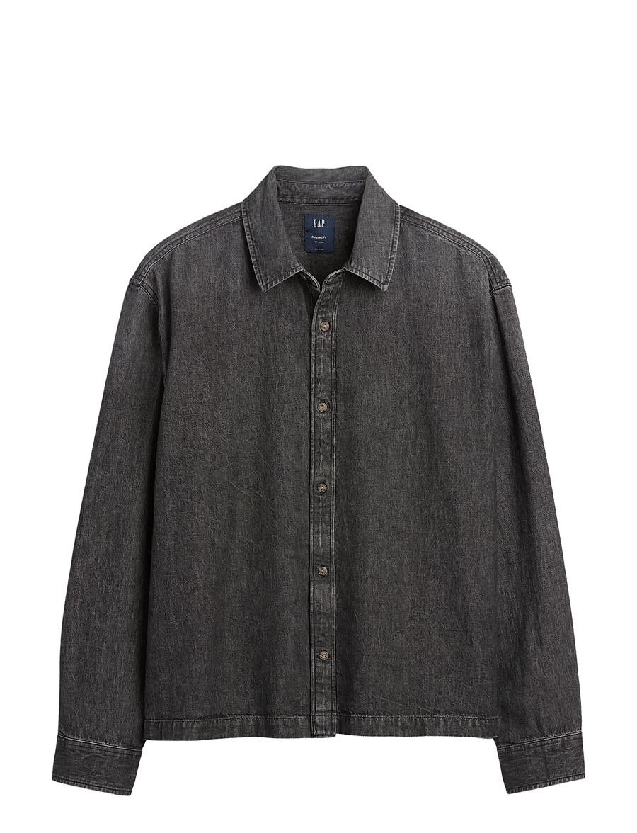GAP - Denim Relaxed Straight-Hem Shirt from the GAP collection - washed black - 1