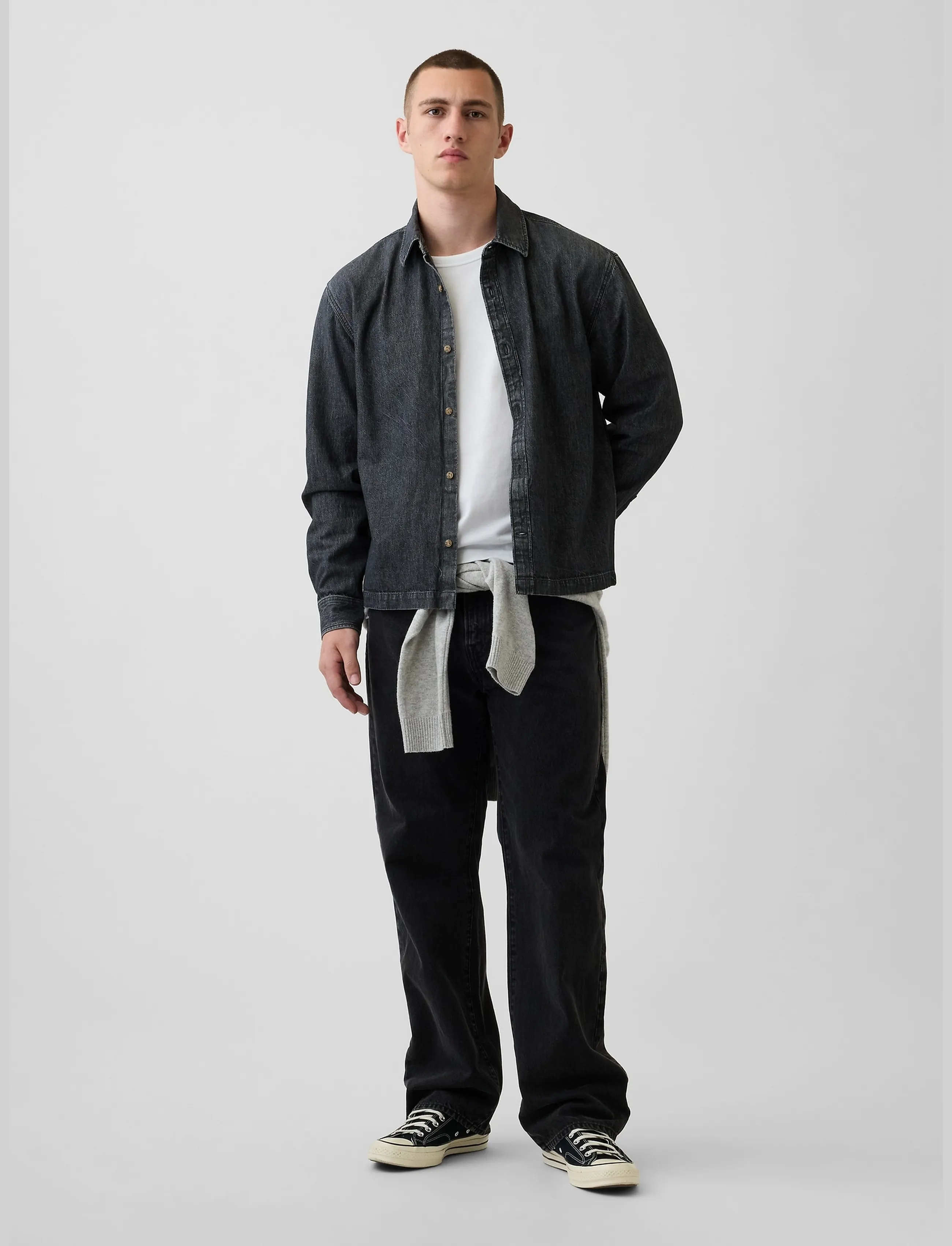 GAP - Denim Relaxed Straight-Hem Shirt from the GAP collection - washed black - 2