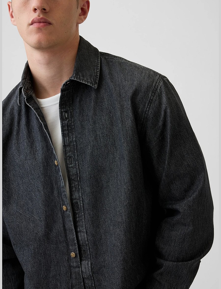 GAP - Denim Relaxed Straight-Hem Shirt from the GAP collection - washed black - 4