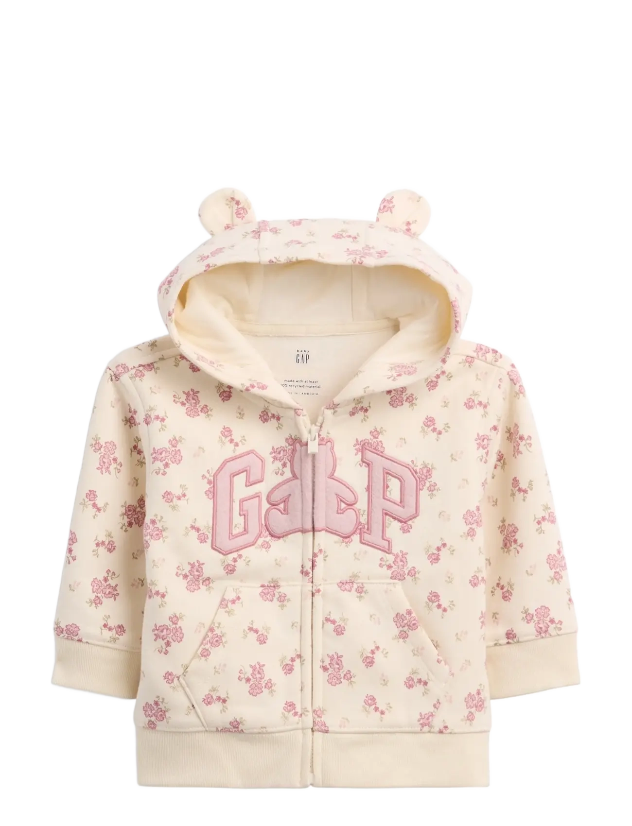 GAP Baby VintageSoft Brannan Bear Gap Logo Zip Hoodie - Beebiriided - PINK FLORAL / cream