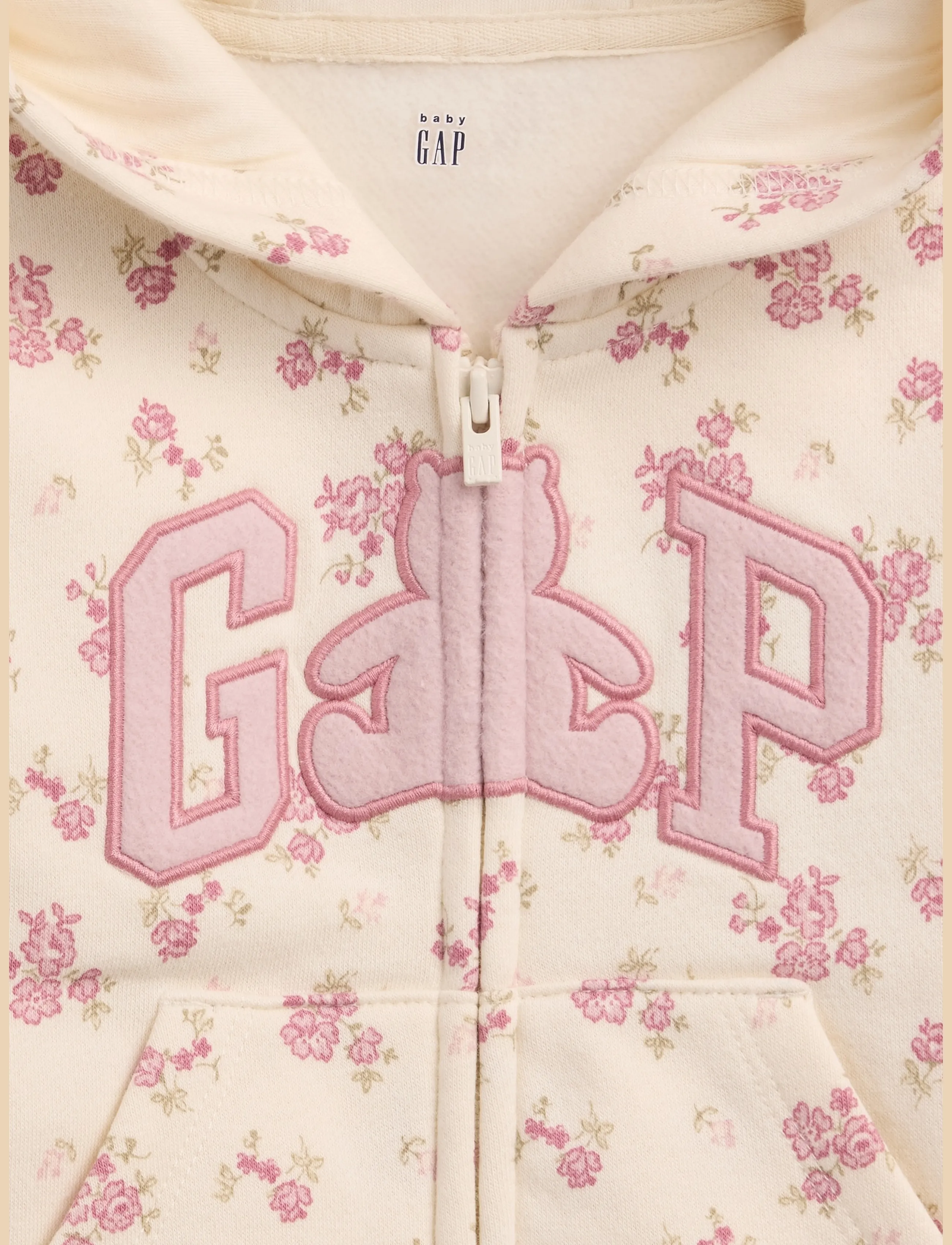 GAP - Baby VintageSoft Brannan Bear Gap Logo Zip Hoodie - pink floral - 2