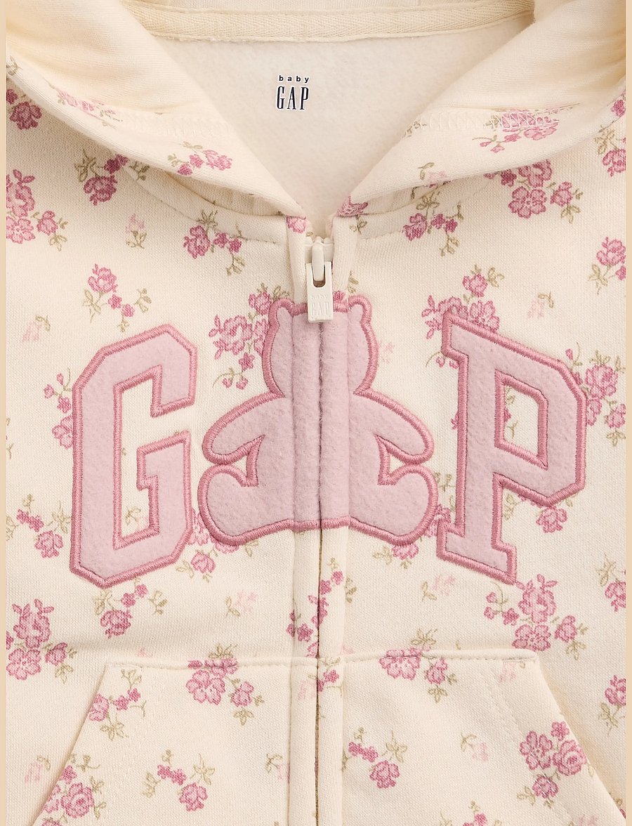 GAP - Baby VintageSoft Brannan Bear Gap Logo Zip Hoodie - pink floral - 2