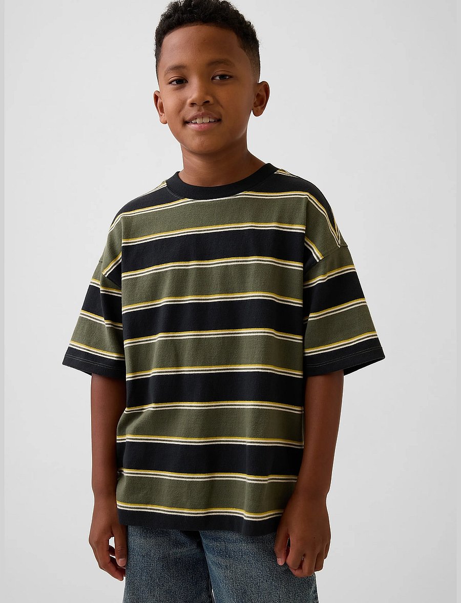 GAP - Kids Heavyweight Oversized T-Shirt from the GAP collection - kurzärmelige - green stripe - 0