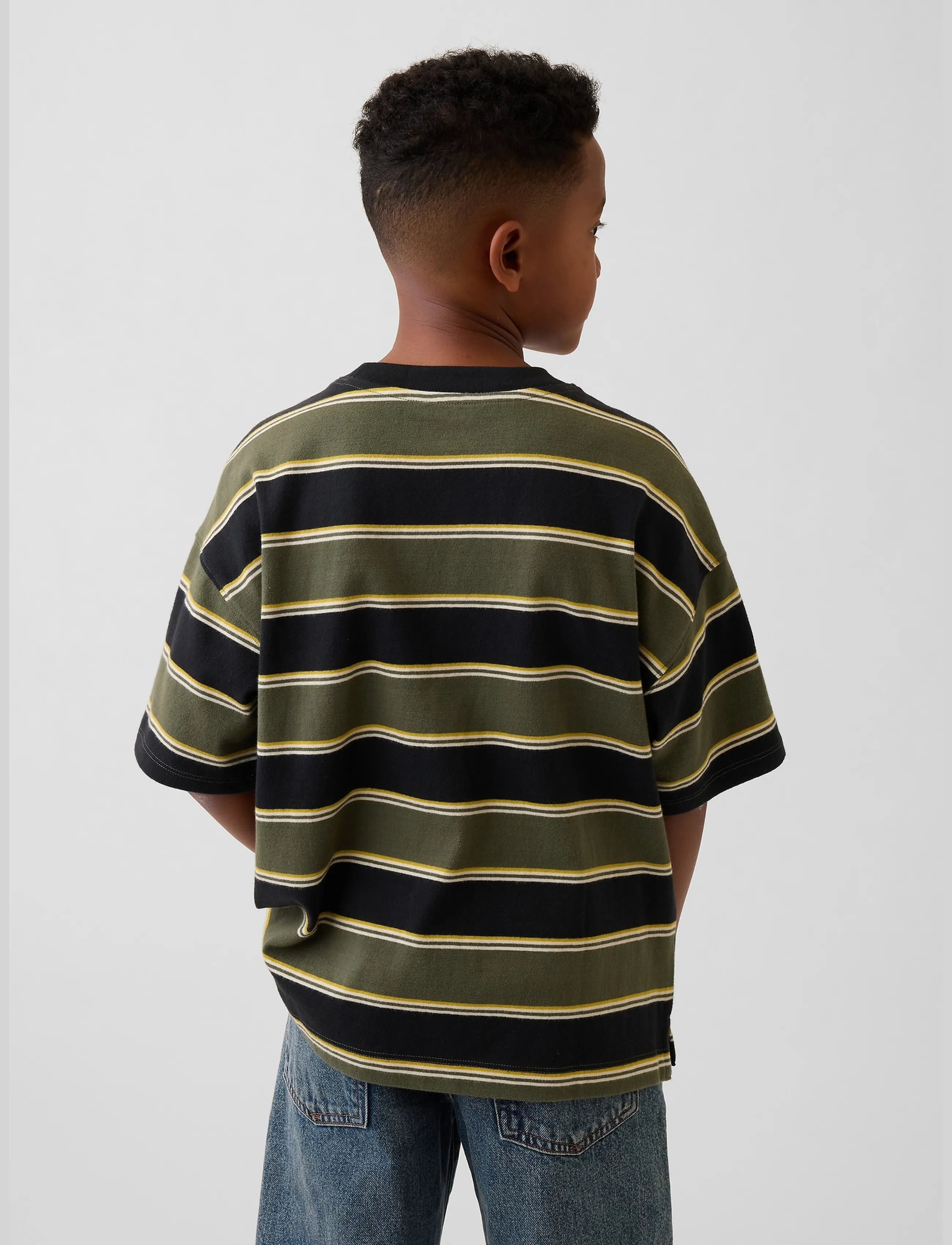 GAP - Kids Heavyweight Oversized T-Shirt from the GAP collection - green stripe - 2